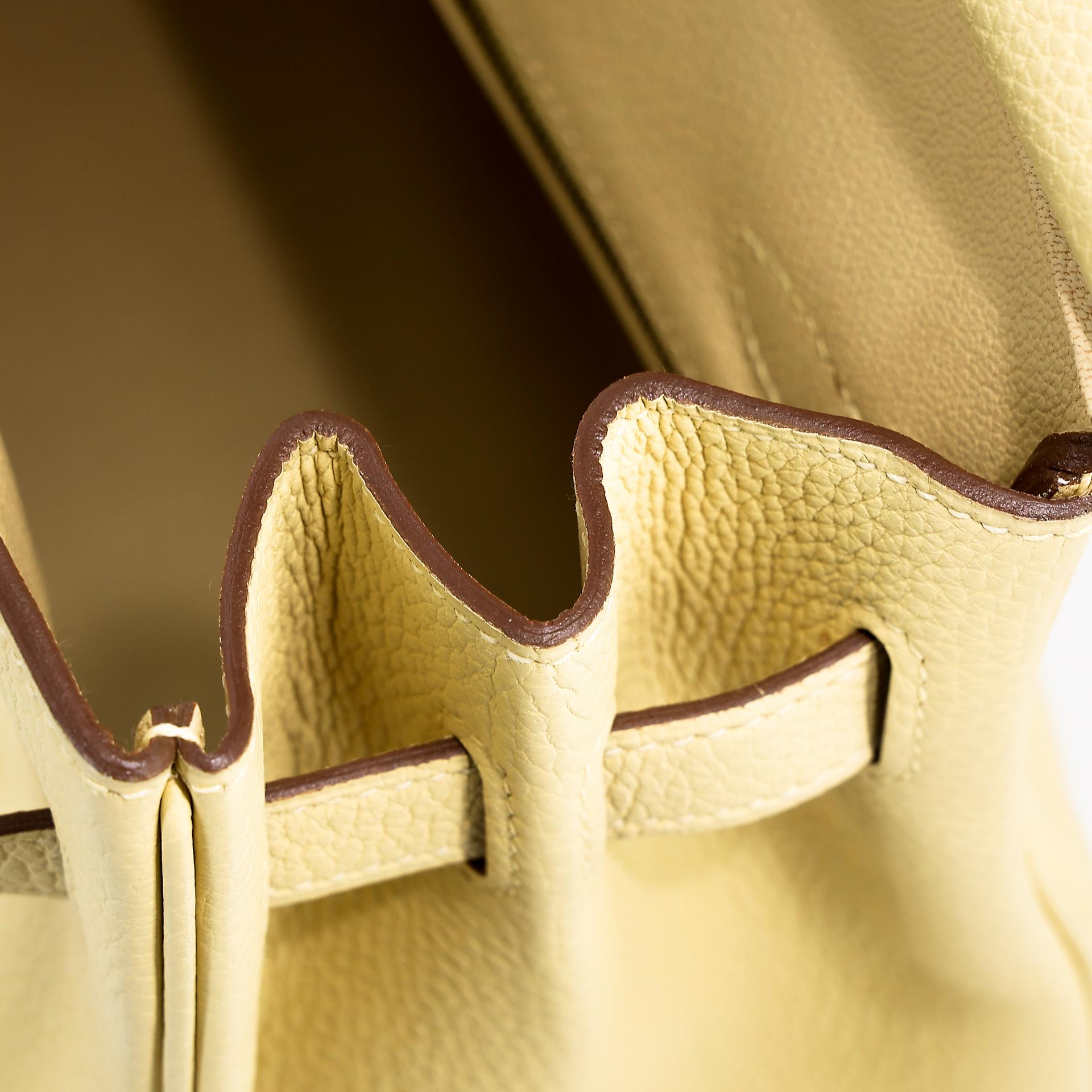 Excellent ( Rank SA ) HERMÈS Birkin 30 Jaune Poussin (1Z) Togo Gold hardware T (2015) - 12