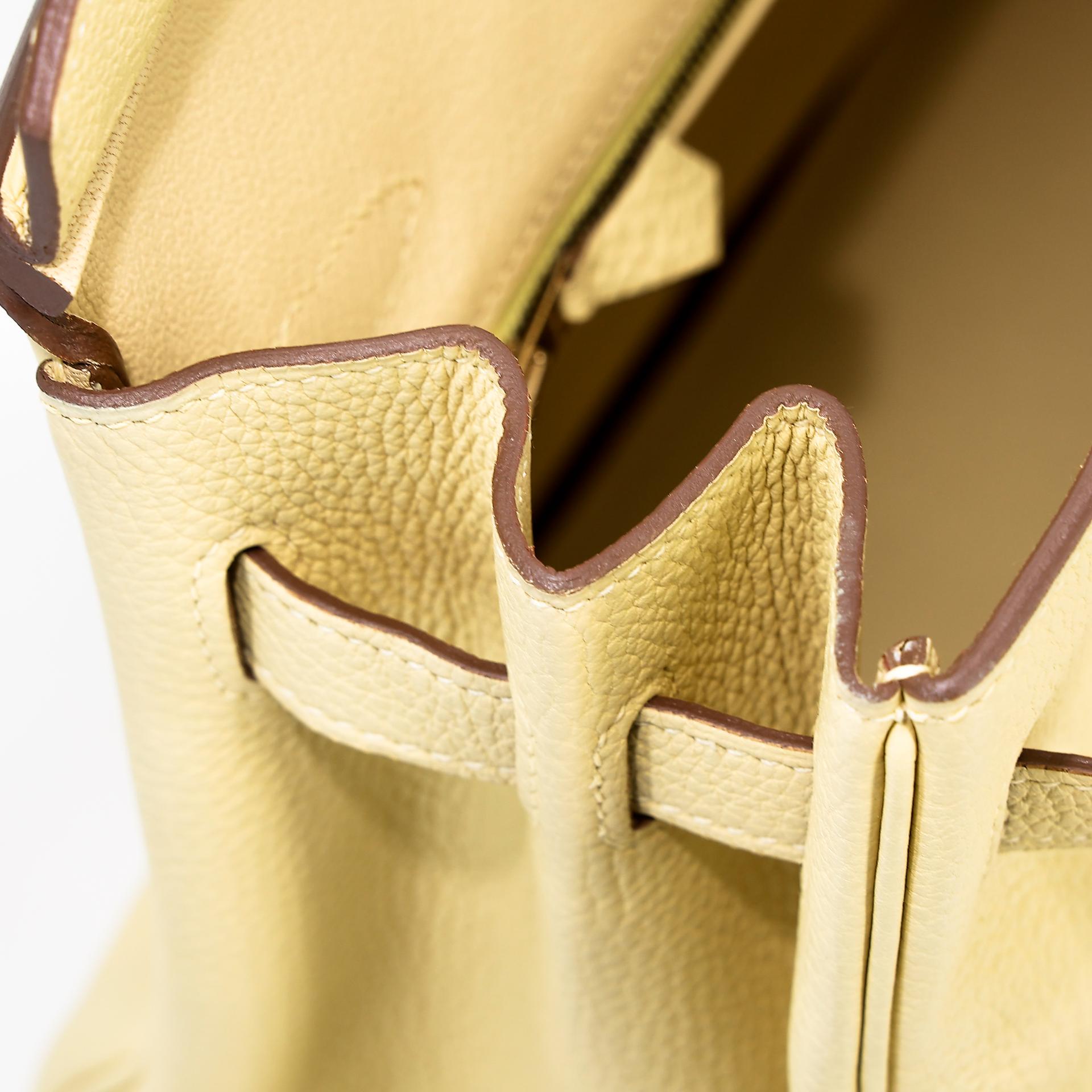 Excellent ( Rank SA ) HERMÈS Birkin 30 Jaune Poussin (1Z) Togo Gold hardware T (2015) - 13