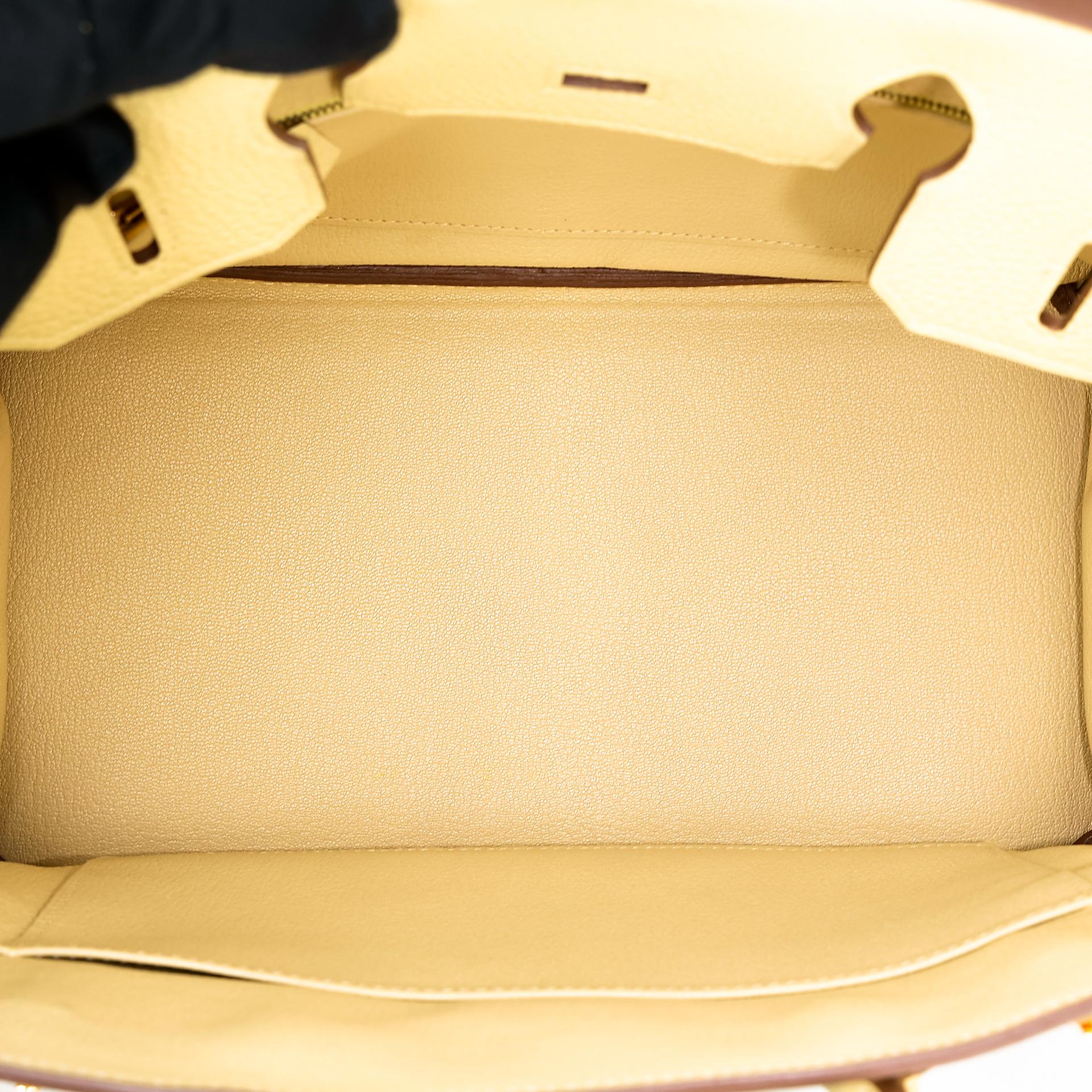Excellent ( Rank SA ) HERMÈS Birkin 30 Jaune Poussin (1Z) Togo Gold hardware T (2015) - 15