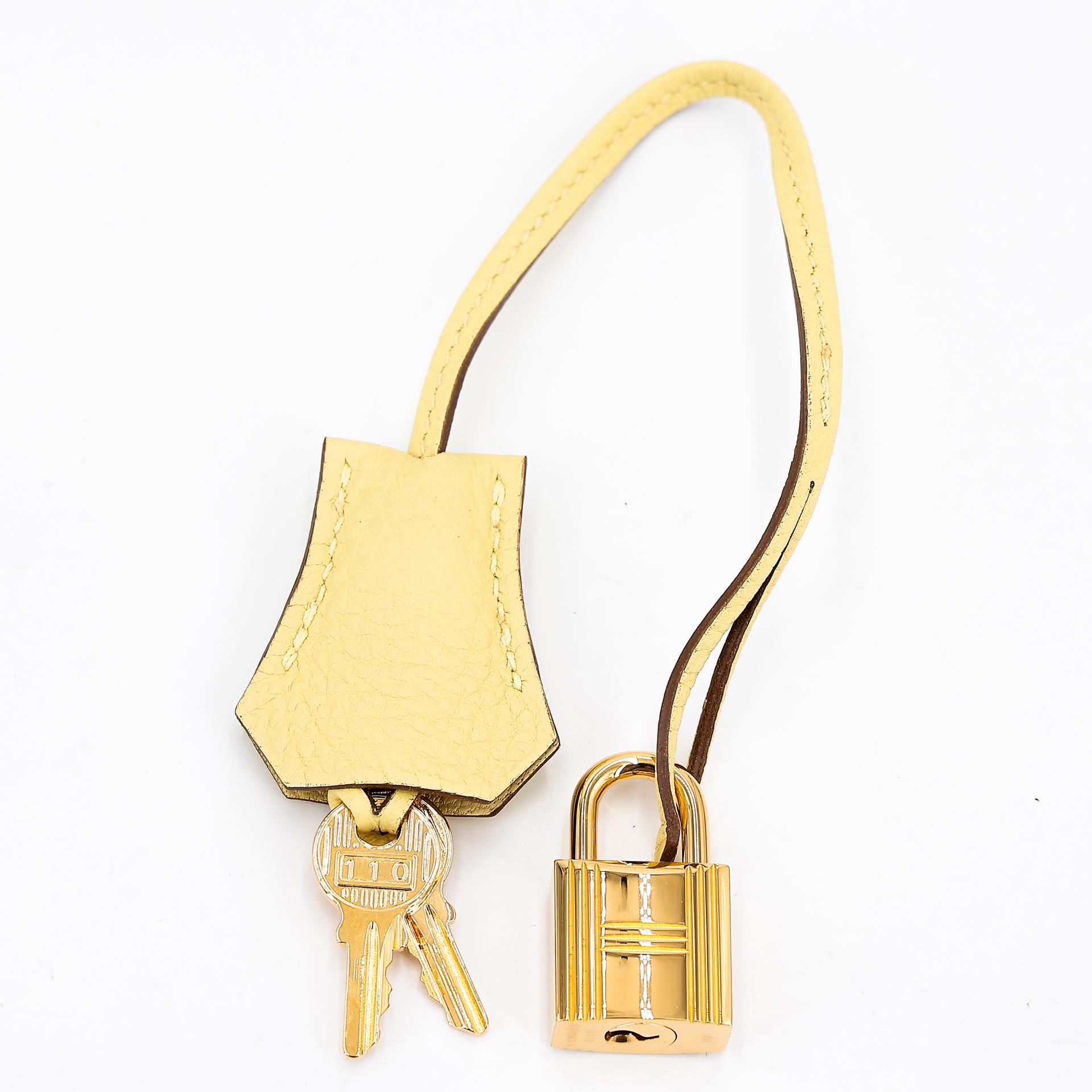 Excellent ( Rank SA ) HERMÈS Birkin 30 Jaune Poussin (1Z) Togo Gold hardware T (2015) - 16