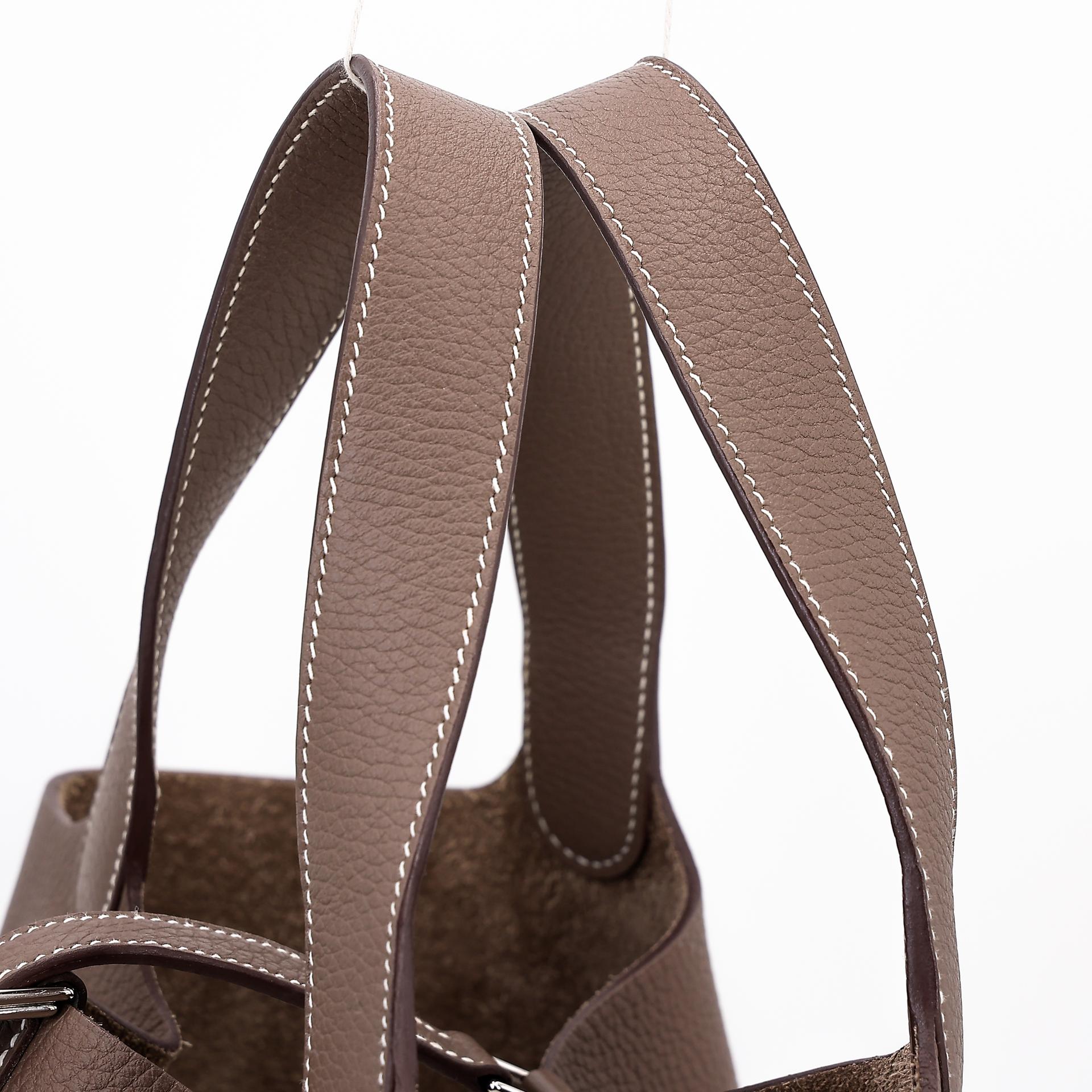 Very Good ( Rank A) HERMÈS Picotin Lock MM Etoupe (18) Clemence Palladium hardware Y (2020) - 3