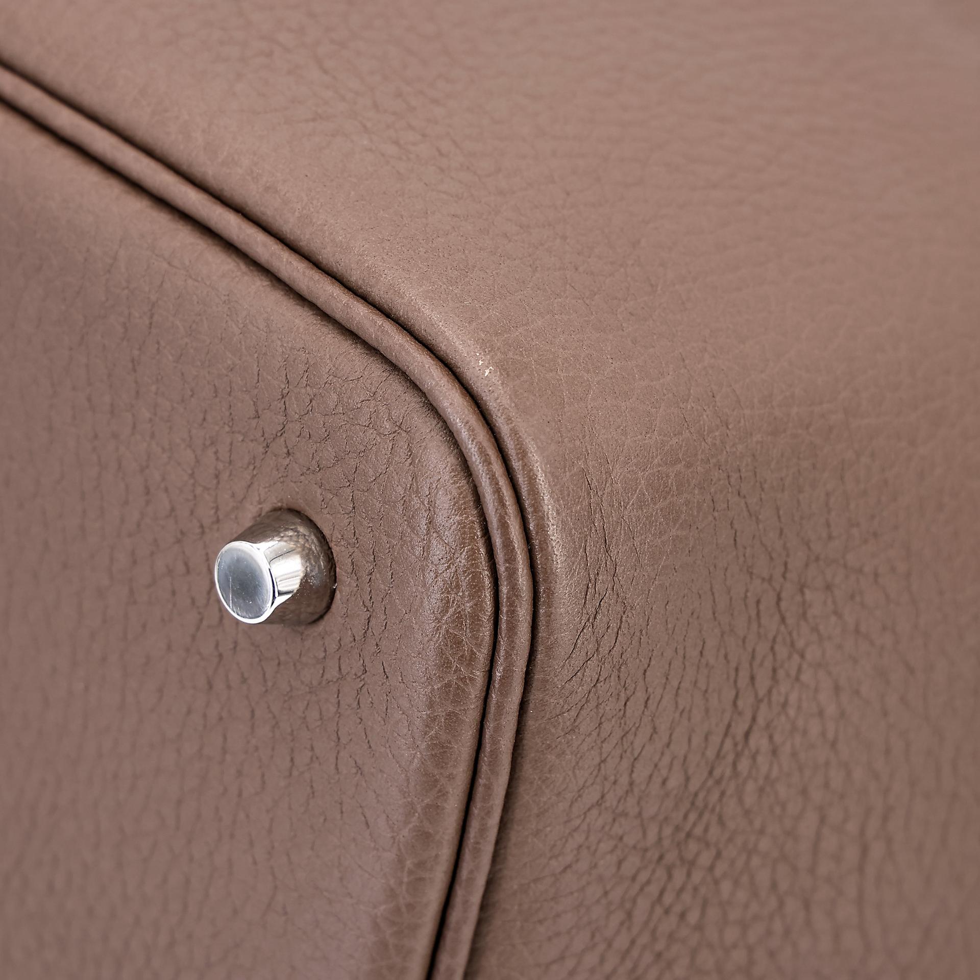 Very Good ( Rank A) HERMÈS Picotin Lock MM Etoupe (18) Clemence Palladium hardware Y (2020) - 7