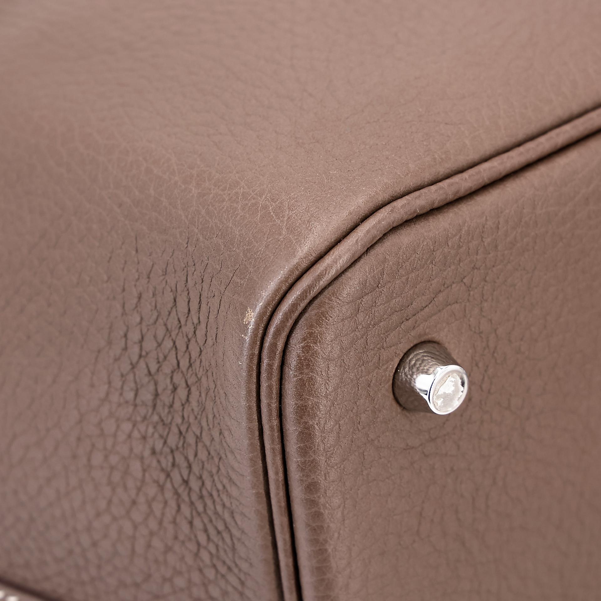 Very Good ( Rank A) HERMÈS Picotin Lock MM Etoupe (18) Clemence Palladium hardware Y (2020) - 8