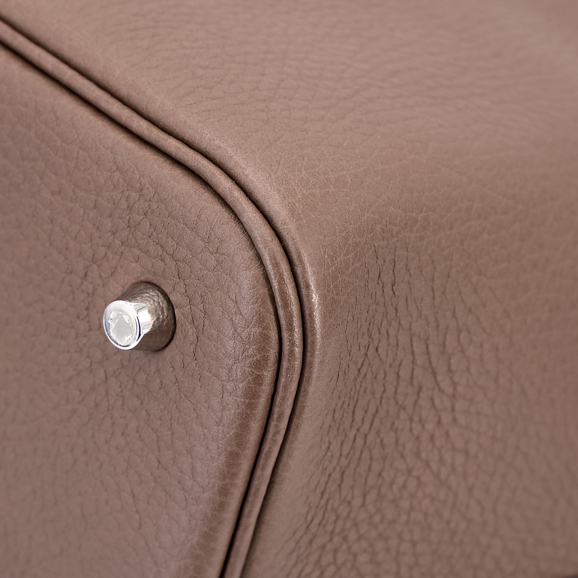 Very Good ( Rank A) HERMÈS Picotin Lock MM Etoupe (18) Clemence Palladium hardware Y (2020) - 9