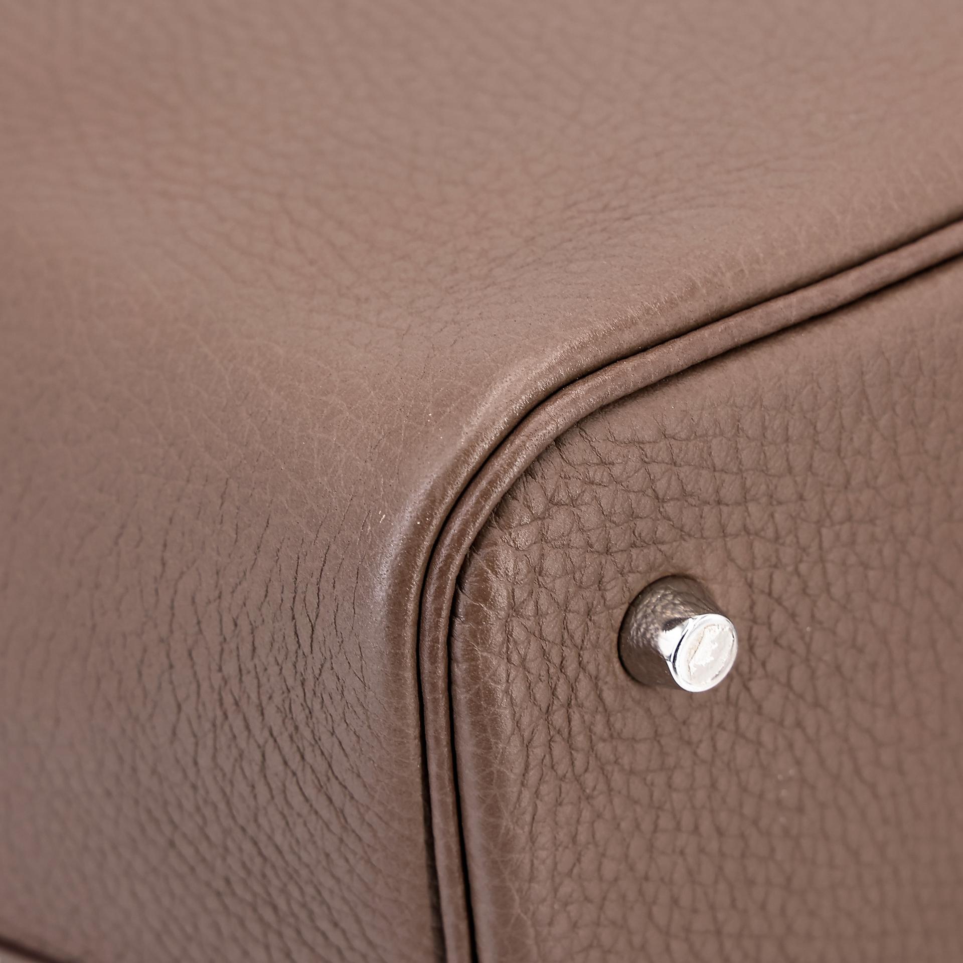 Very Good ( Rank A) HERMÈS Picotin Lock MM Etoupe (18) Clemence Palladium hardware Y (2020) - 10