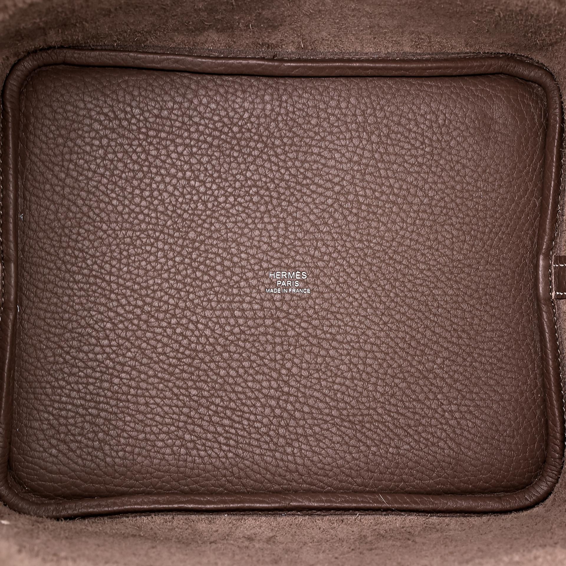 Very Good ( Rank A) HERMÈS Picotin Lock MM Etoupe (18) Clemence Palladium hardware Y (2020) - 14