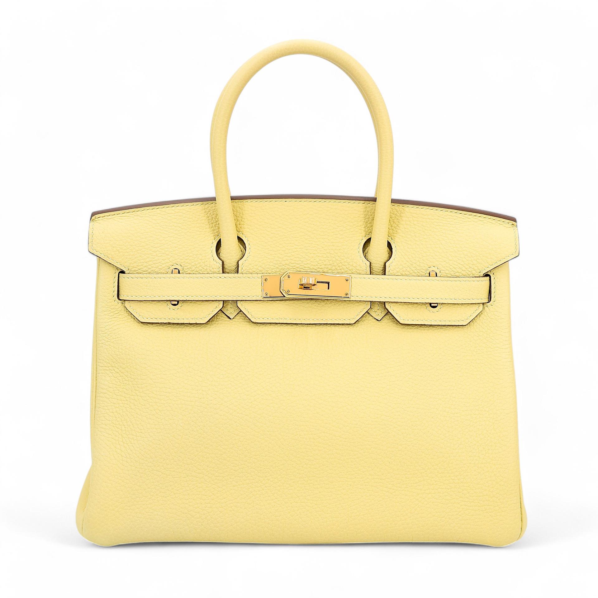 Excellent ( Rank SA ) HERMÈS Birkin 30 Jaune Poussin (1Z) Togo Gold hardware T (2015) - 1
