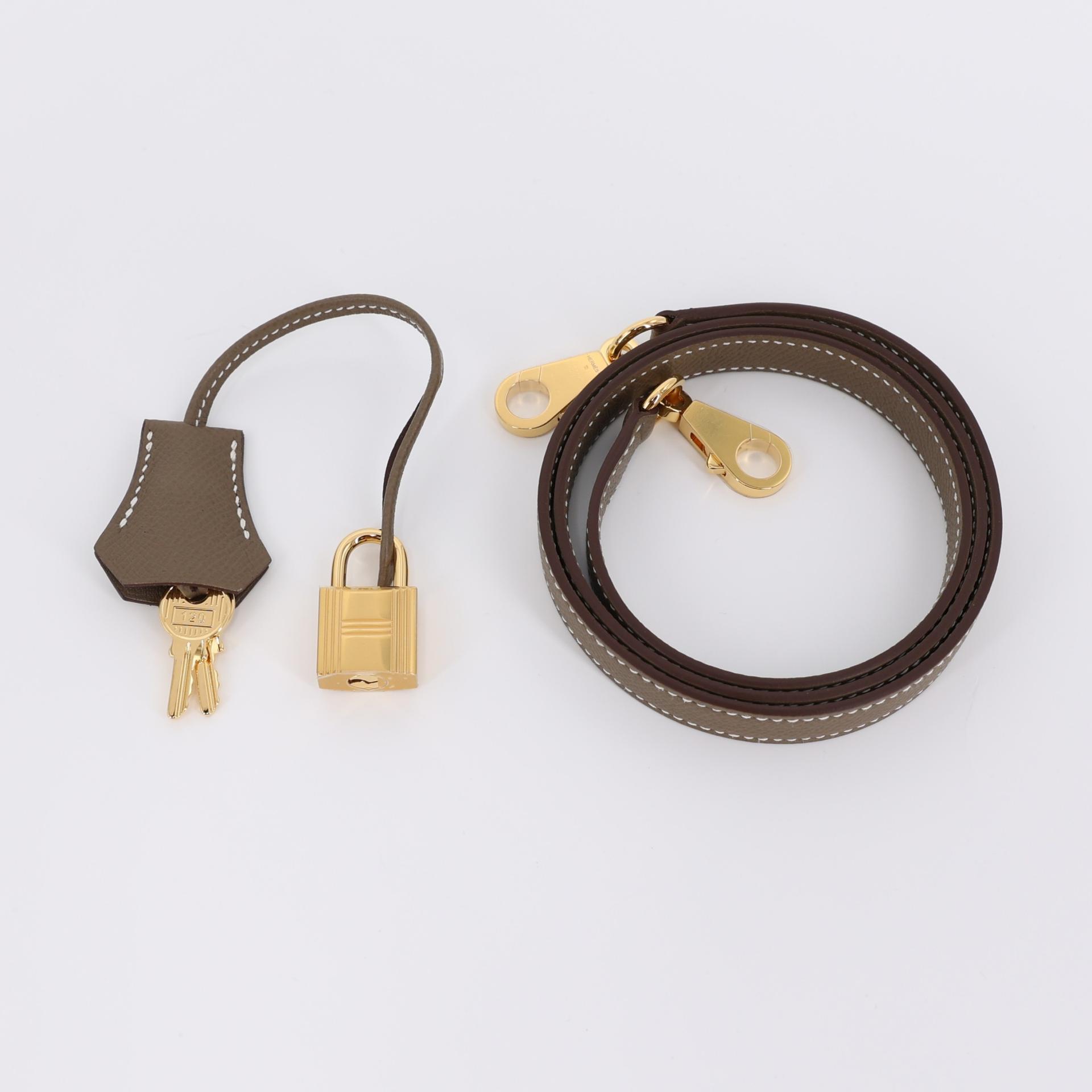 Brand New ( Rank N ) HERMÈS Kelly 25 Sellier Etoupe (18) Epsom Gold hardware W (2024) - 14