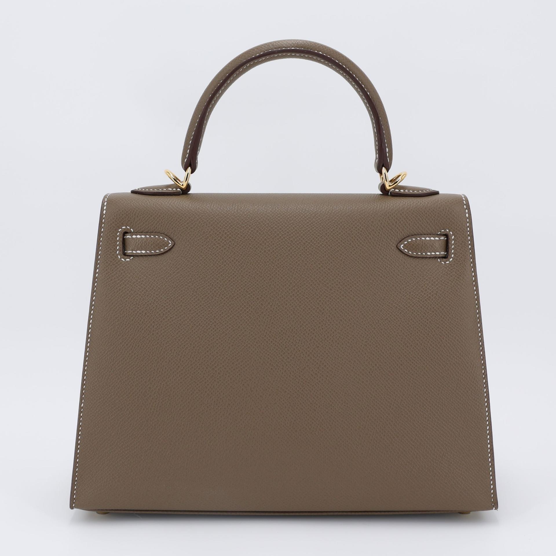 Brand New ( Rank N ) HERMÈS Kelly 25 Sellier Etoupe (18) Epsom Gold hardware W (2024) - 2