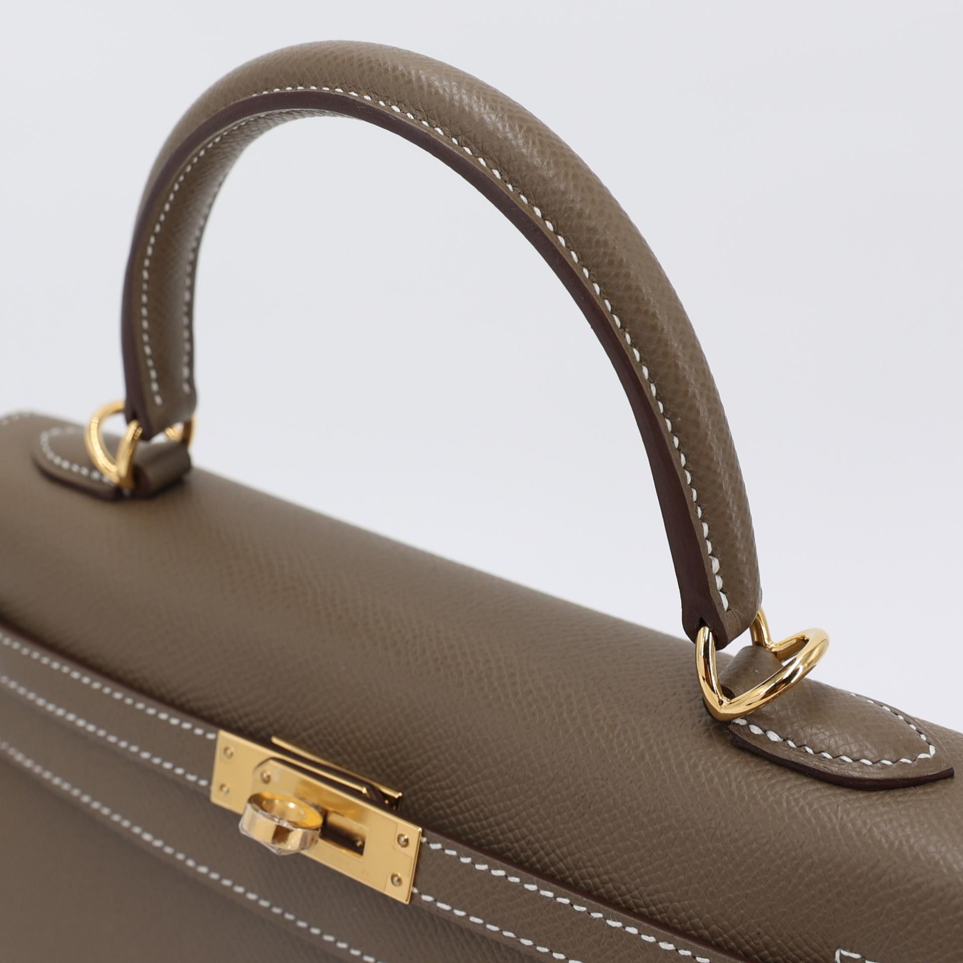 Brand New ( Rank N ) HERMÈS Kelly 25 Sellier Etoupe (18) Epsom Gold hardware W (2024) - 3