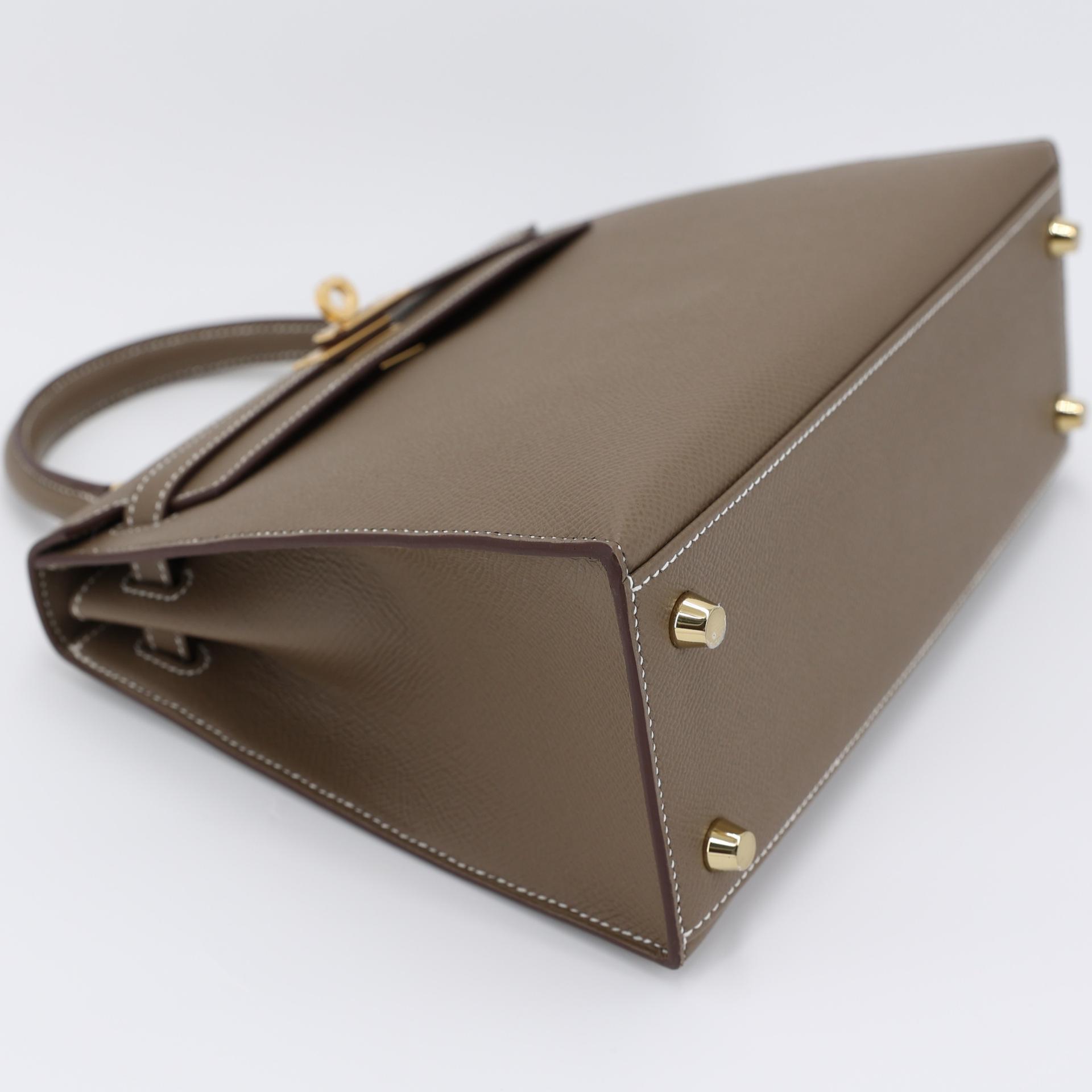 Brand New ( Rank N ) HERMÈS Kelly 25 Sellier Etoupe (18) Epsom Gold hardware W (2024) - 4