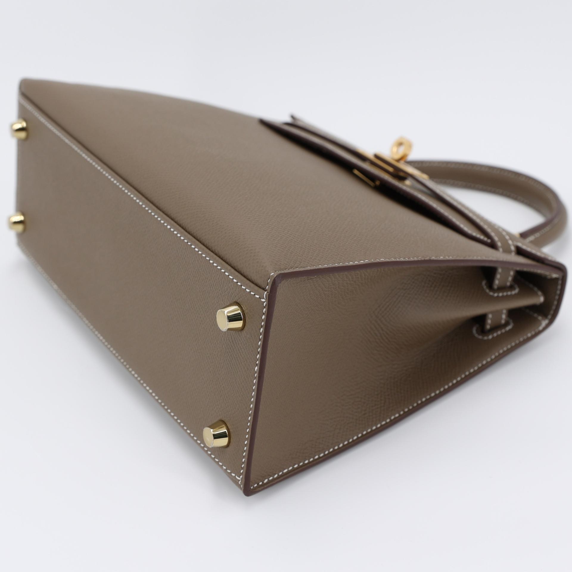 Brand New ( Rank N ) HERMÈS Kelly 25 Sellier Etoupe (18) Epsom Gold hardware W (2024) - 5