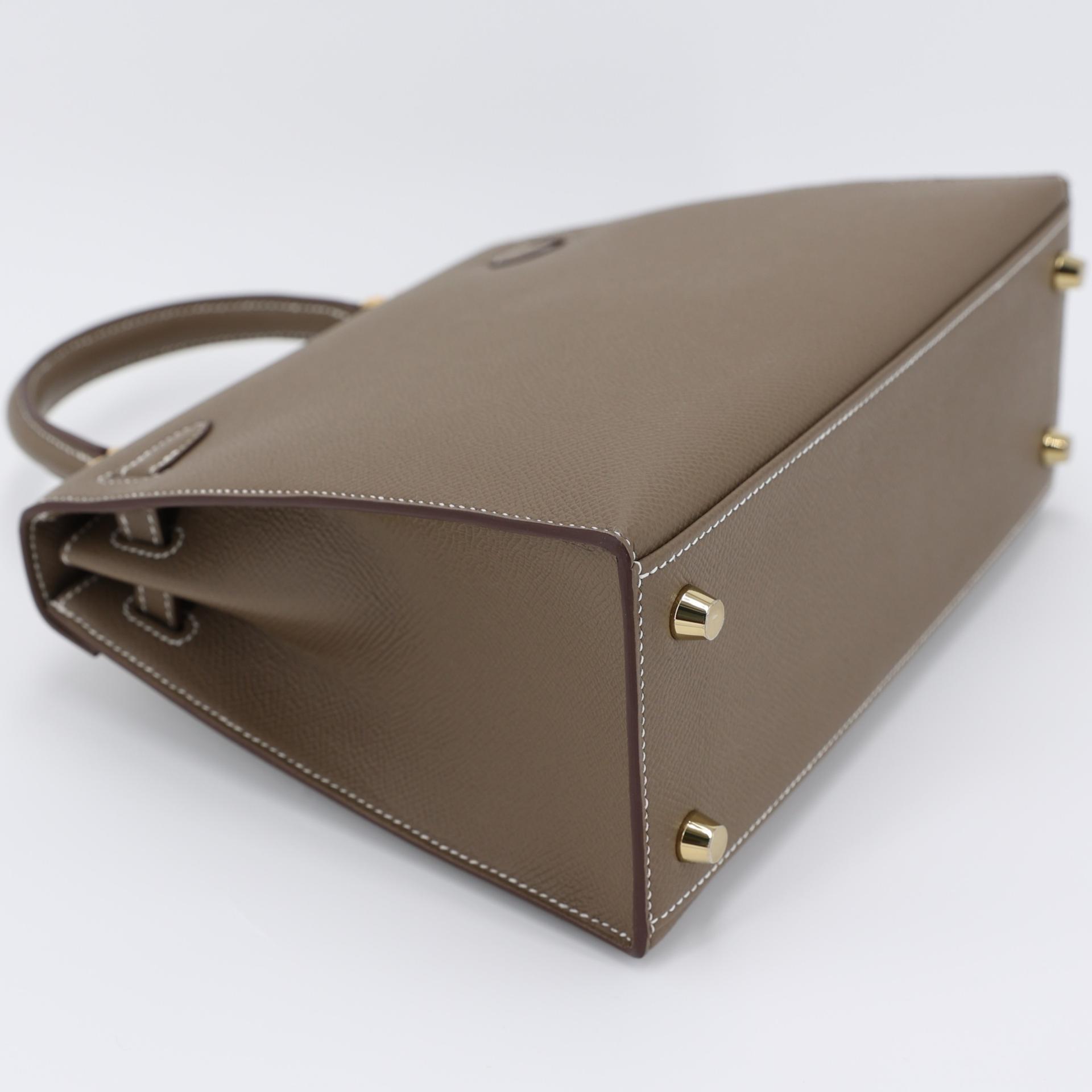 Brand New ( Rank N ) HERMÈS Kelly 25 Sellier Etoupe (18) Epsom Gold hardware W (2024) - 6