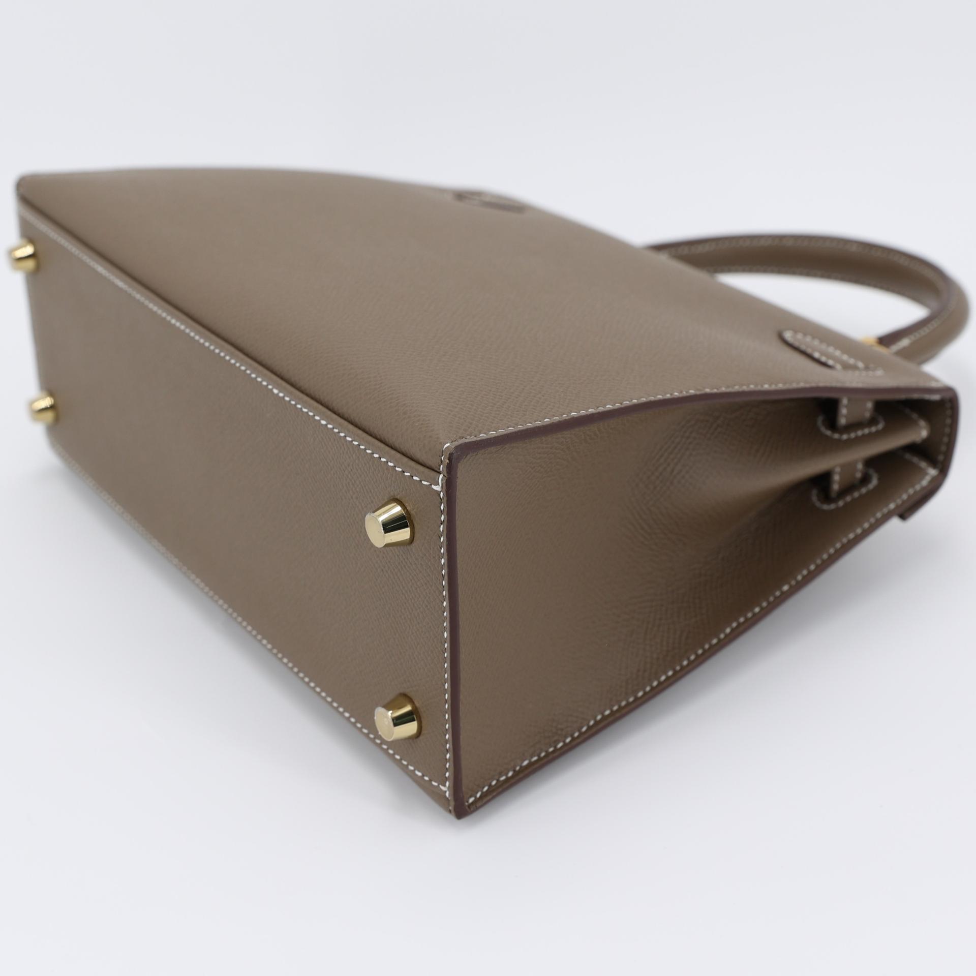 Brand New ( Rank N ) HERMÈS Kelly 25 Sellier Etoupe (18) Epsom Gold hardware W (2024) - 7