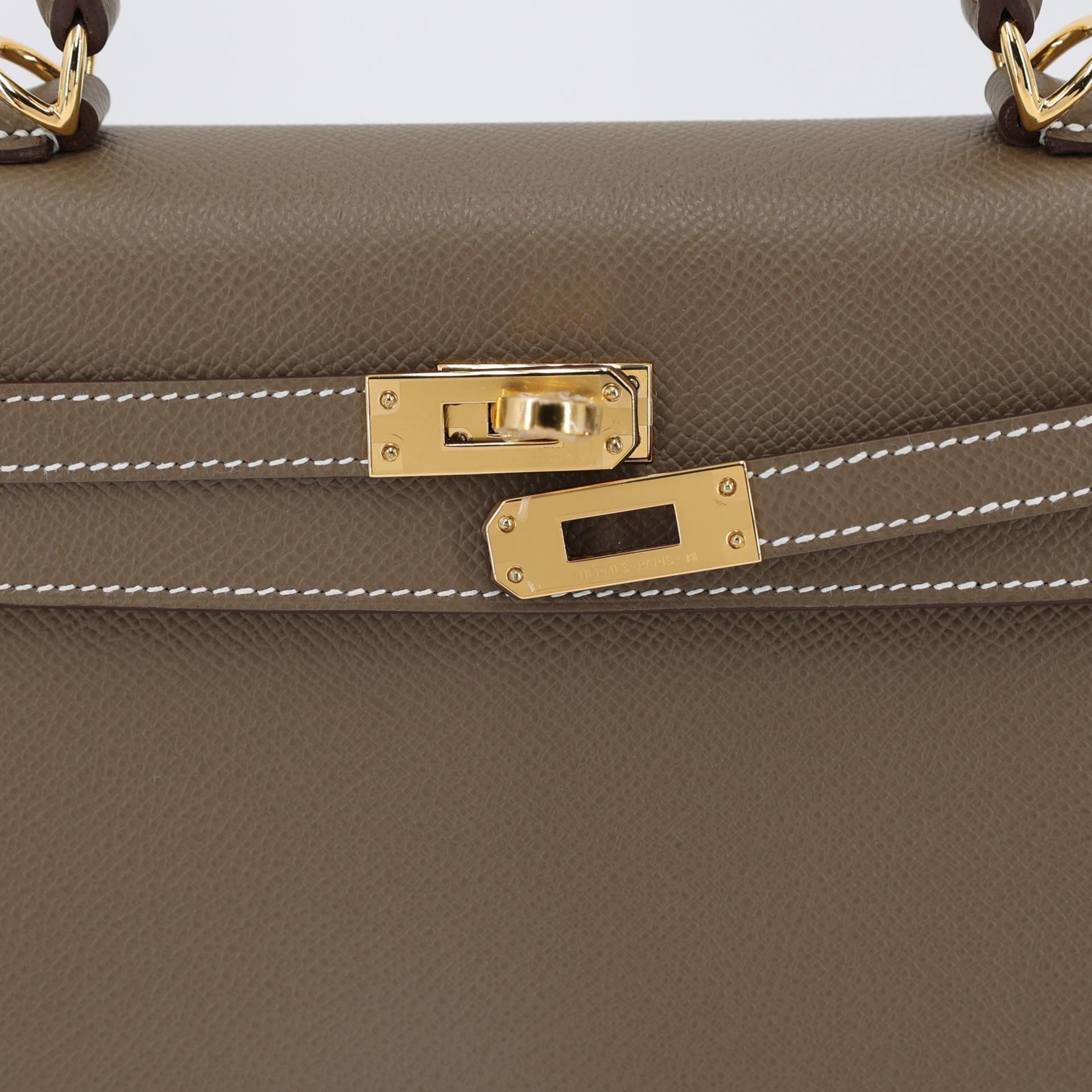 Brand New ( Rank N ) HERMÈS Kelly 25 Sellier Etoupe (18) Epsom Gold hardware W (2024) - 8