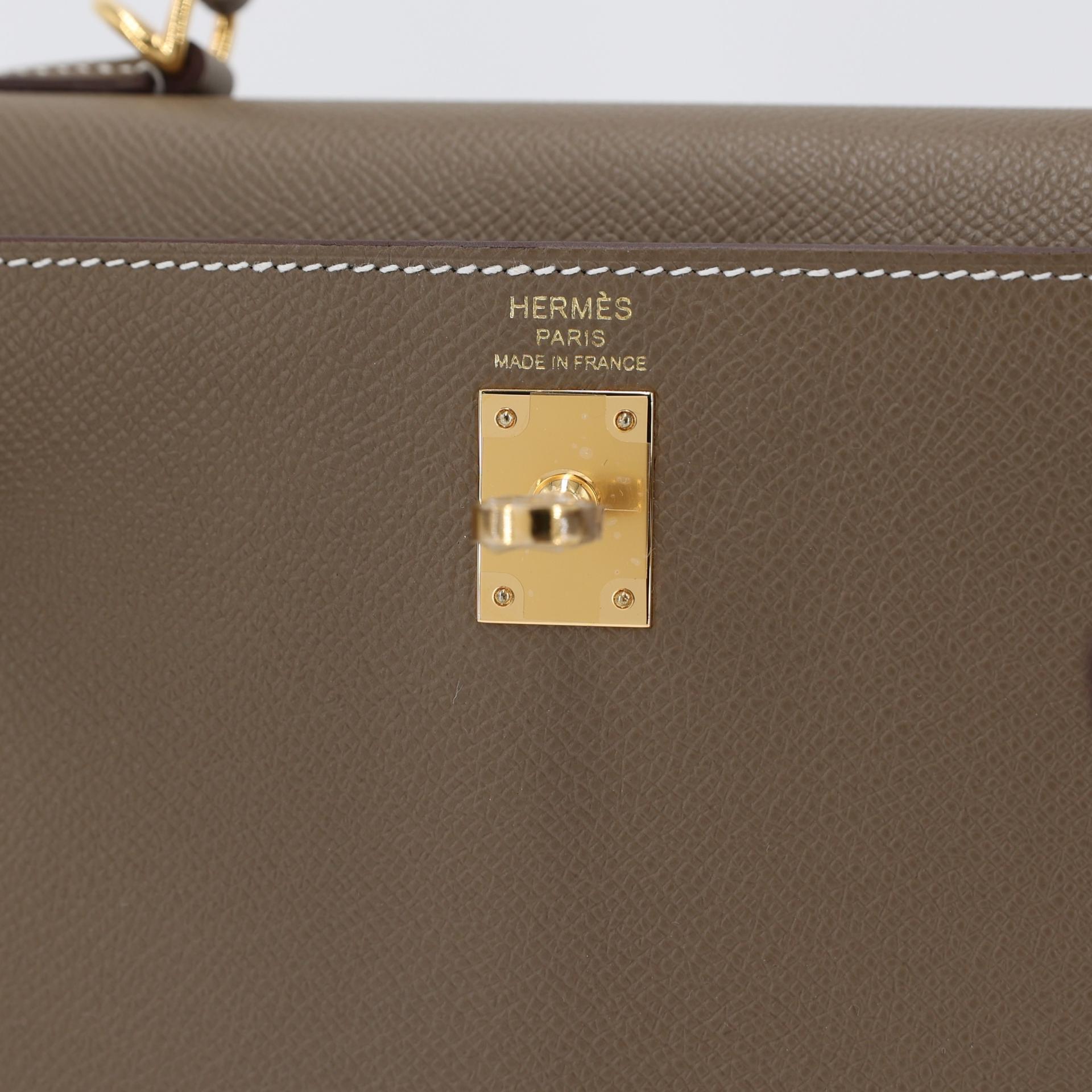Brand New ( Rank N ) HERMÈS Kelly 25 Sellier Etoupe (18) Epsom Gold hardware W (2024) - 9