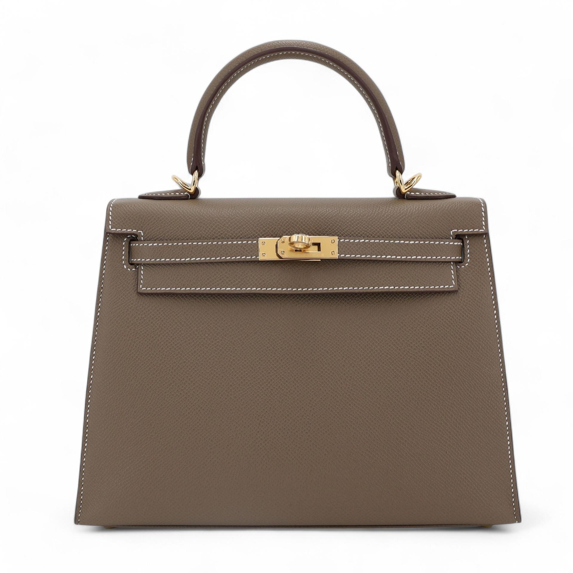 Brand New ( Rank N ) HERMÈS Kelly 25 Sellier Etoupe (18) Epsom Gold hardware W (2024) - 1