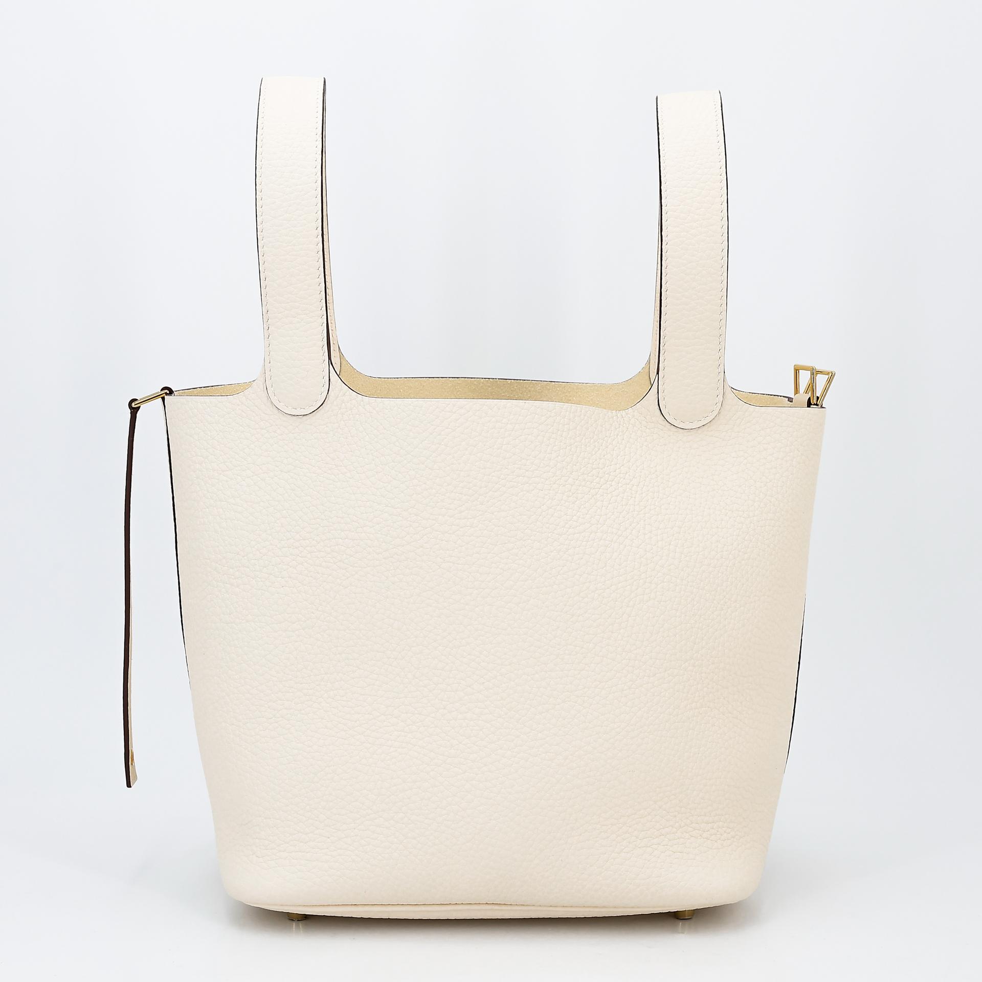 Excellent ( Rank SA ) HERMÈS Picotin Lock MM Nata (I2) Clemence Gold hardware B (2023) - 5