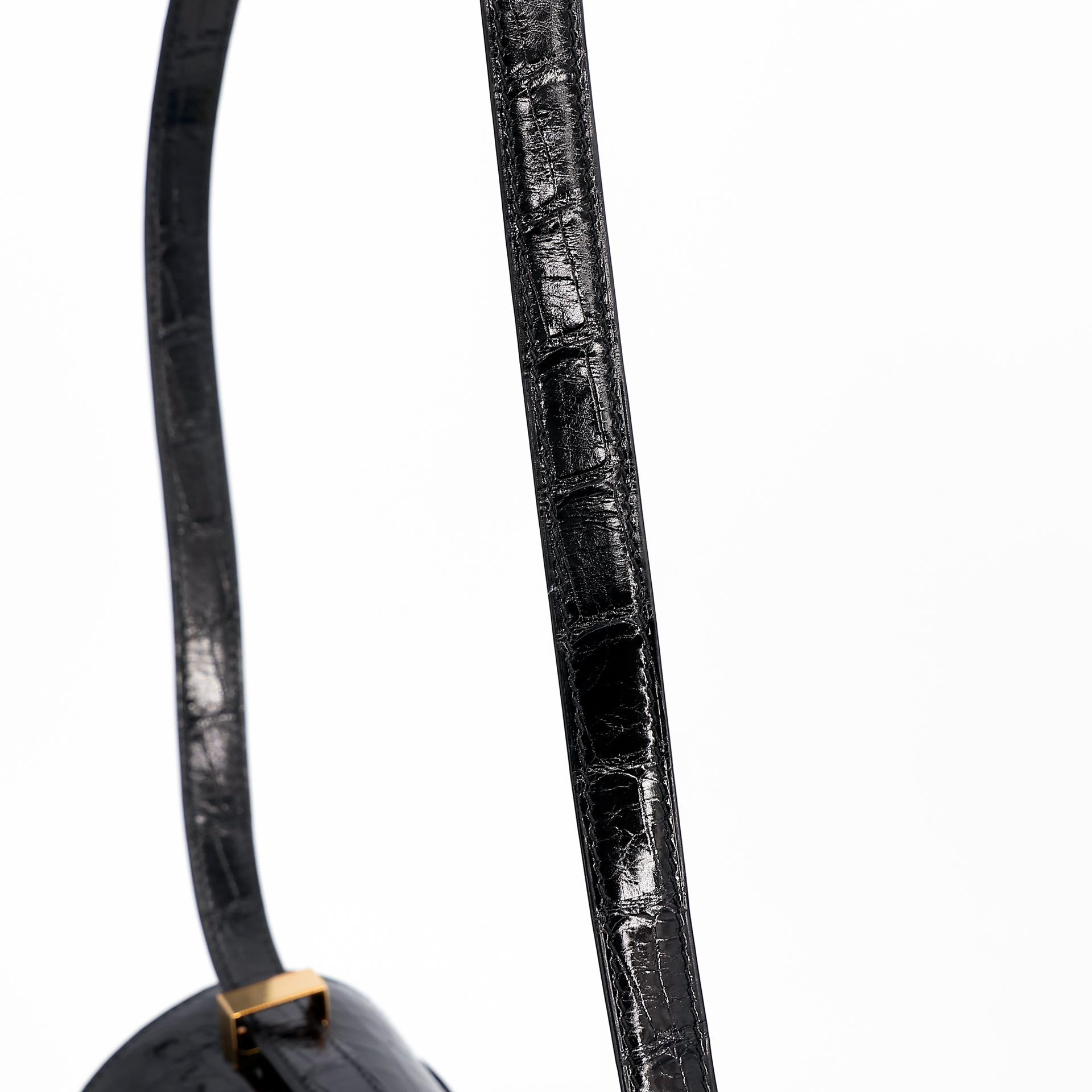 Excellent ( Rank SA ) HERMÈS Constance 24 Black (89) Alligator Rose Gold hardware A (2017) - 6
