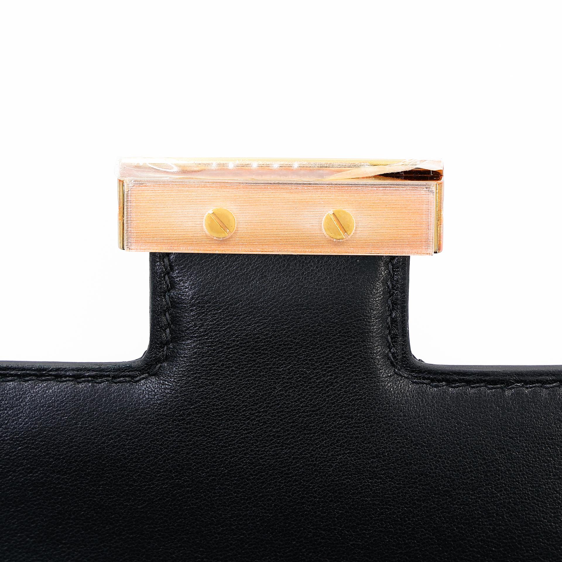 Excellent ( Rank SA ) HERMÈS Constance 24 Black (89) Alligator Rose Gold hardware A (2017) - 17