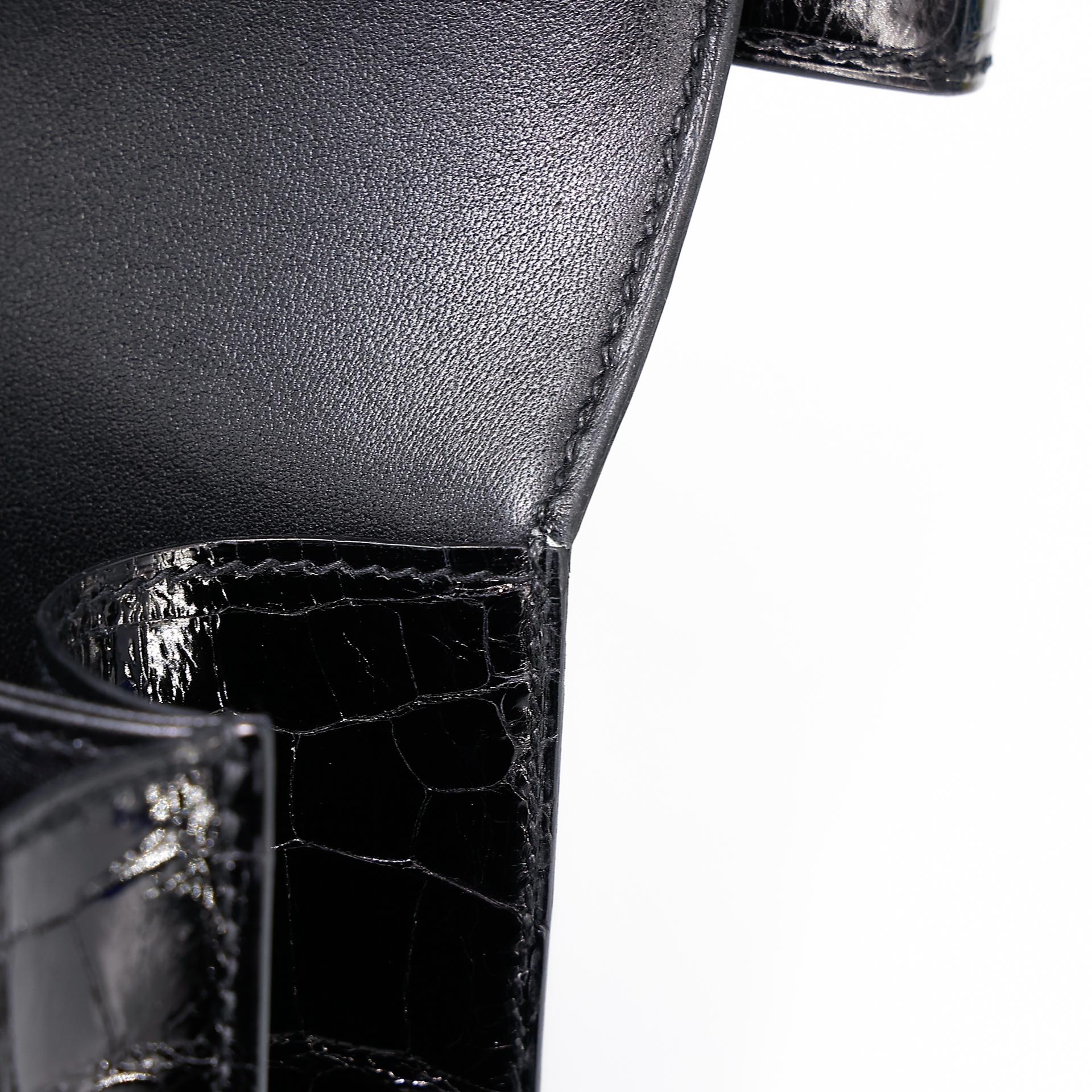 Excellent ( Rank SA ) HERMÈS Constance 24 Black (89) Alligator Rose Gold hardware A (2017) - 23