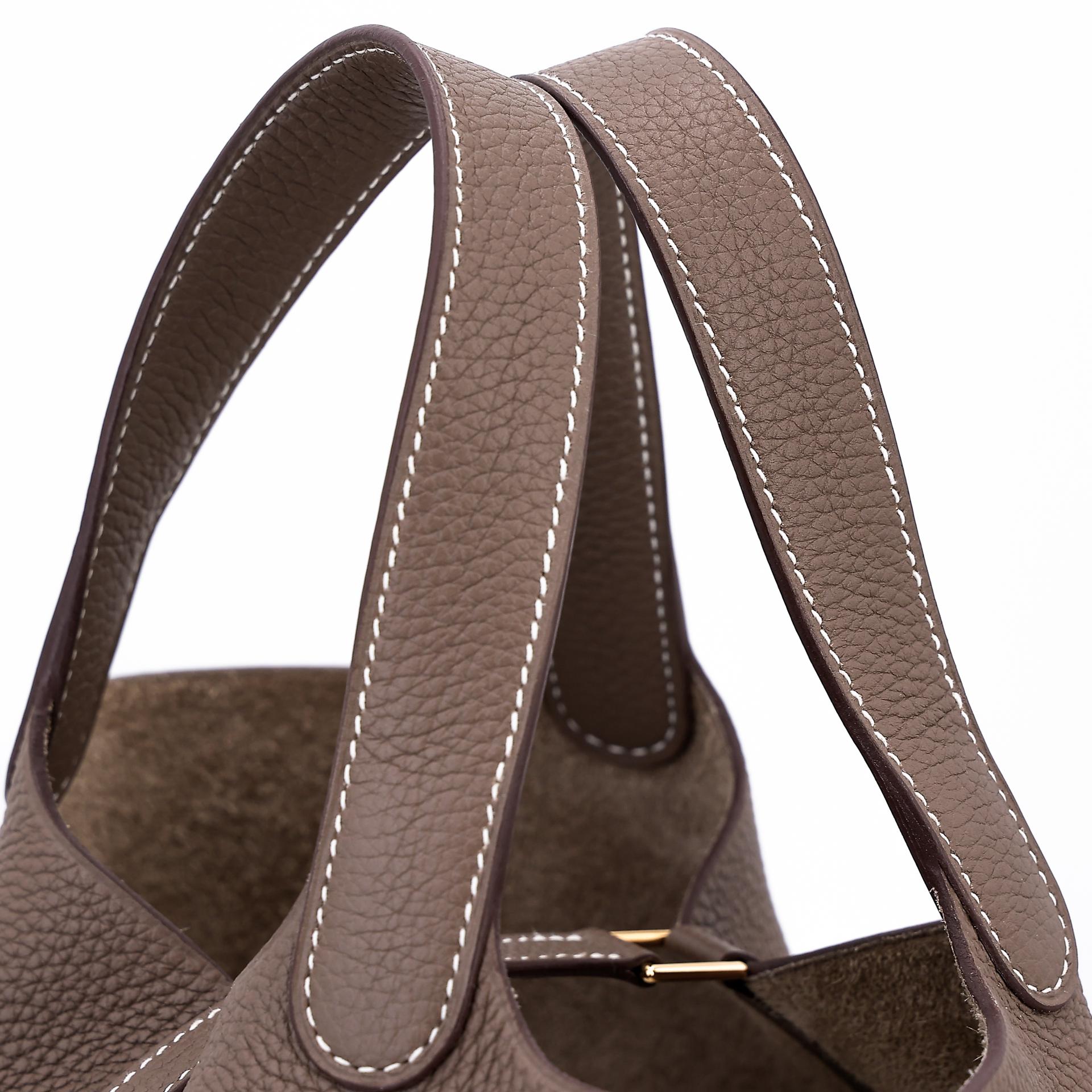 Excellent ( Rank SA ) HERMÈS Picotin Lock PM Etoupe (18) Clemence Gold hardware Y (2020) - 3