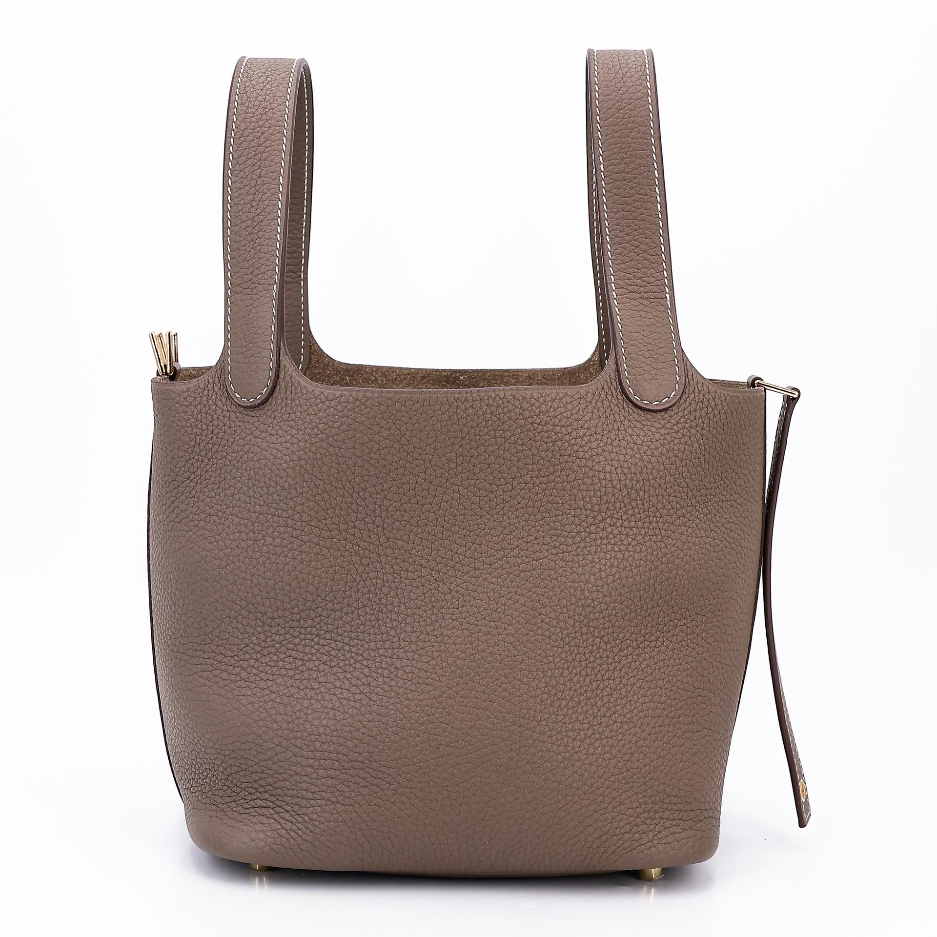 Excellent ( Rank SA ) HERMÈS Picotin Lock PM Etoupe (18) Clemence Gold hardware Y (2020) - 4