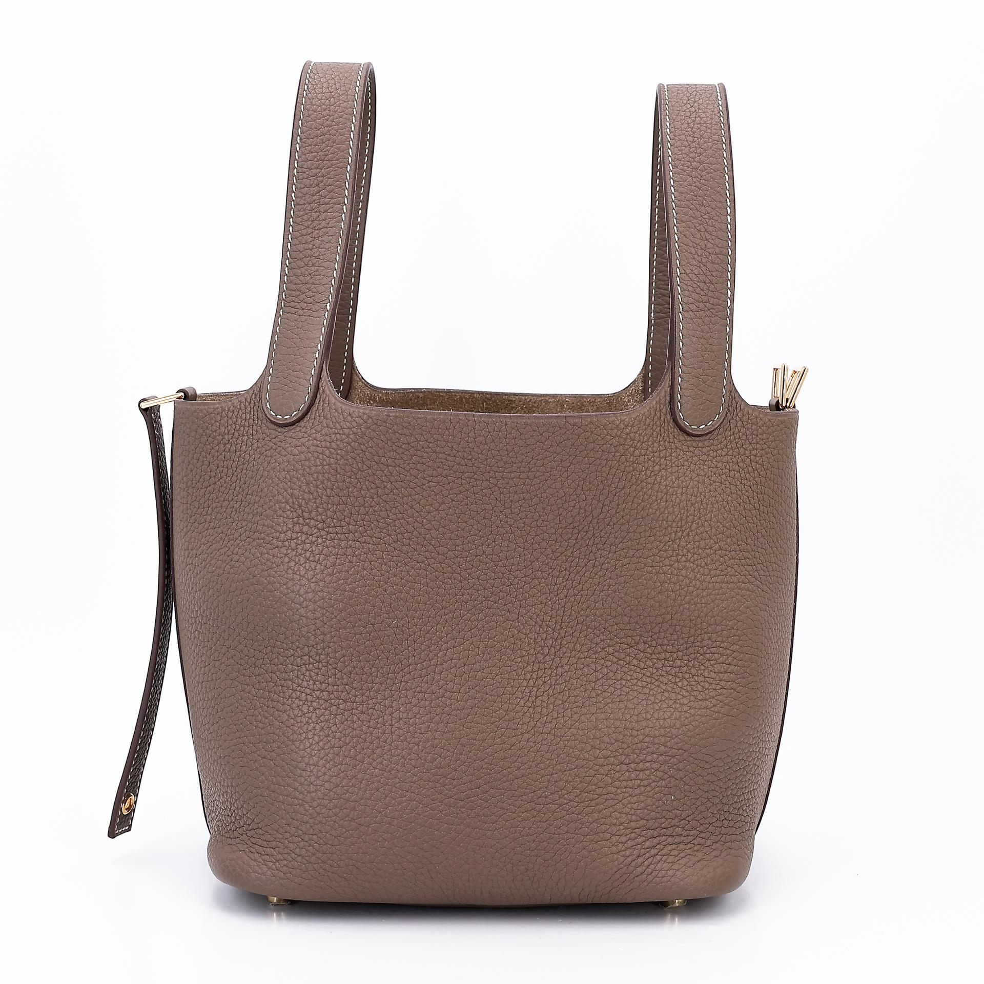 Excellent ( Rank SA ) HERMÈS Picotin Lock PM Etoupe (18) Clemence Gold hardware Y (2020) - 5