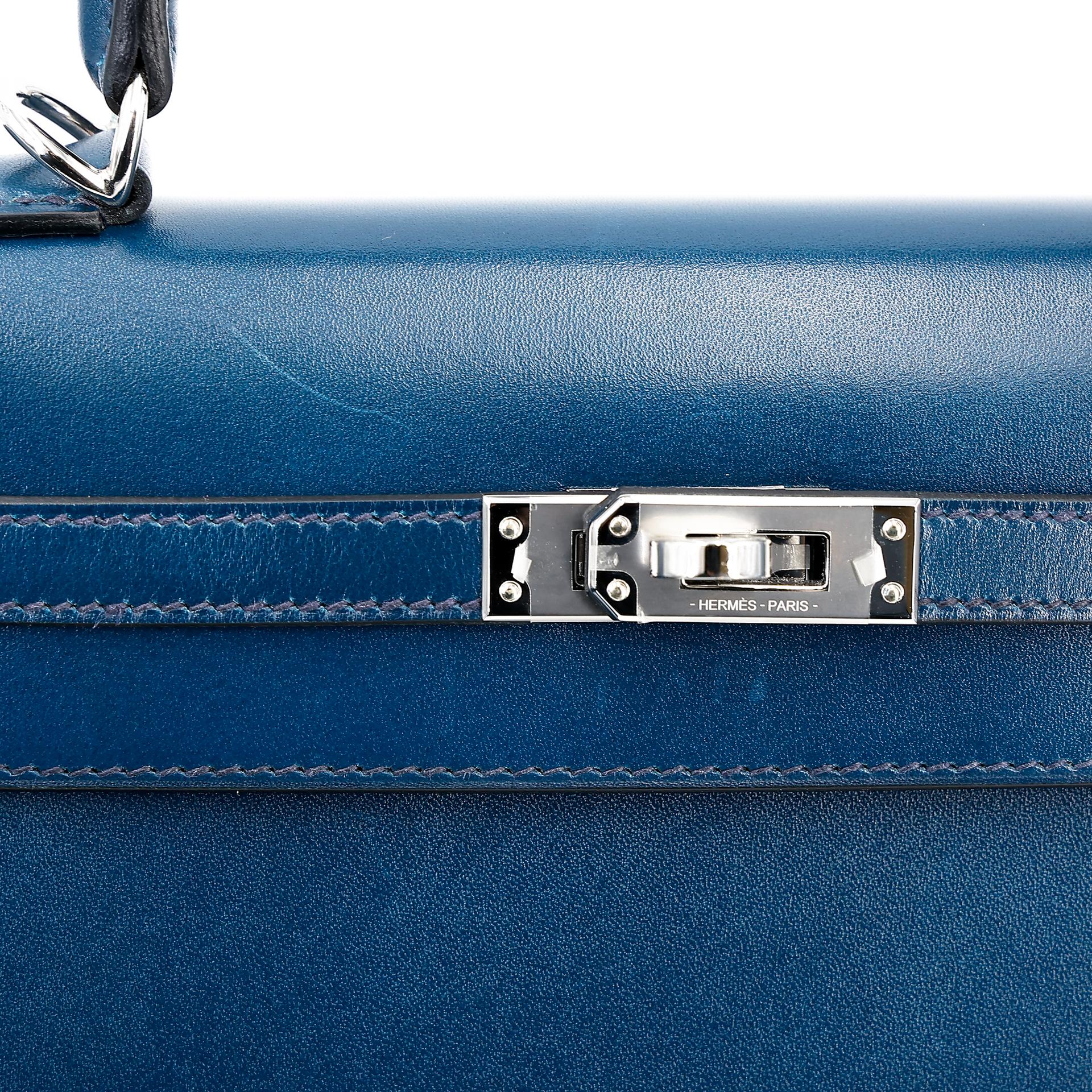 Excellent ( Rank SA ) HERMÈS Kelly 25 Sellier Bleu de Prusse (7P) Box-calf Palladium hardware U (2022) - 11