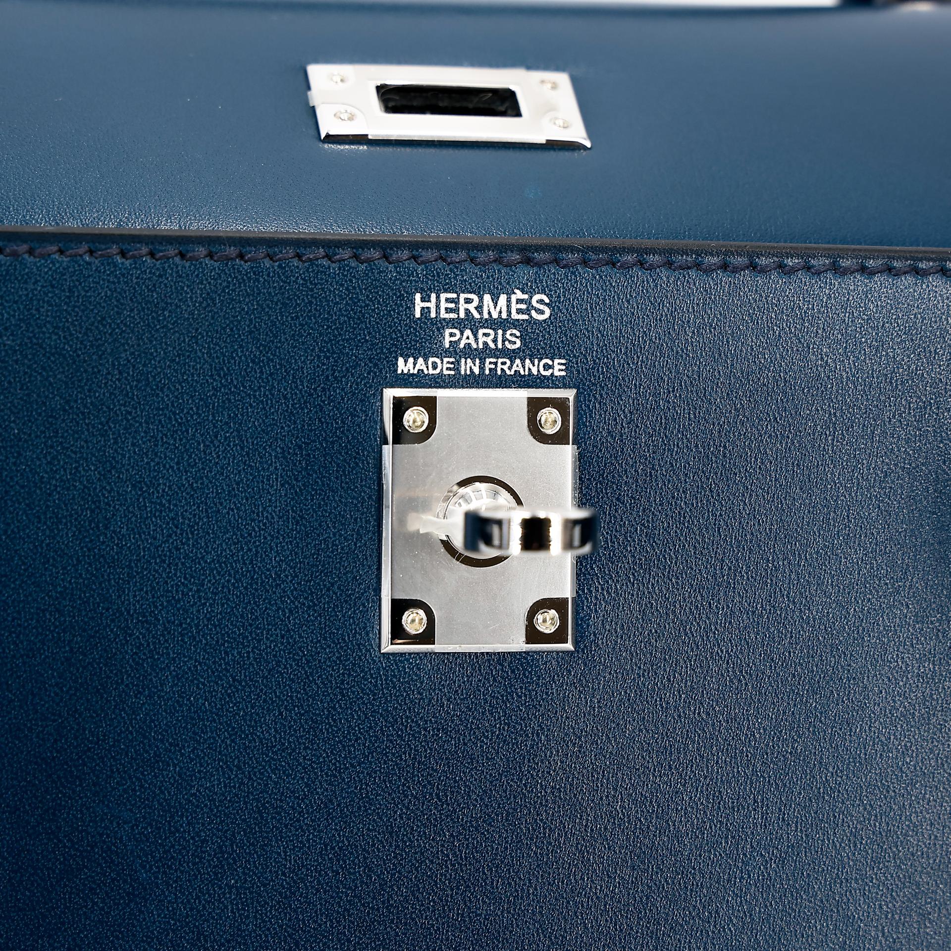 Excellent ( Rank SA ) HERMÈS Kelly 25 Sellier Bleu de Prusse (7P) Box-calf Palladium hardware U (2022) - 14