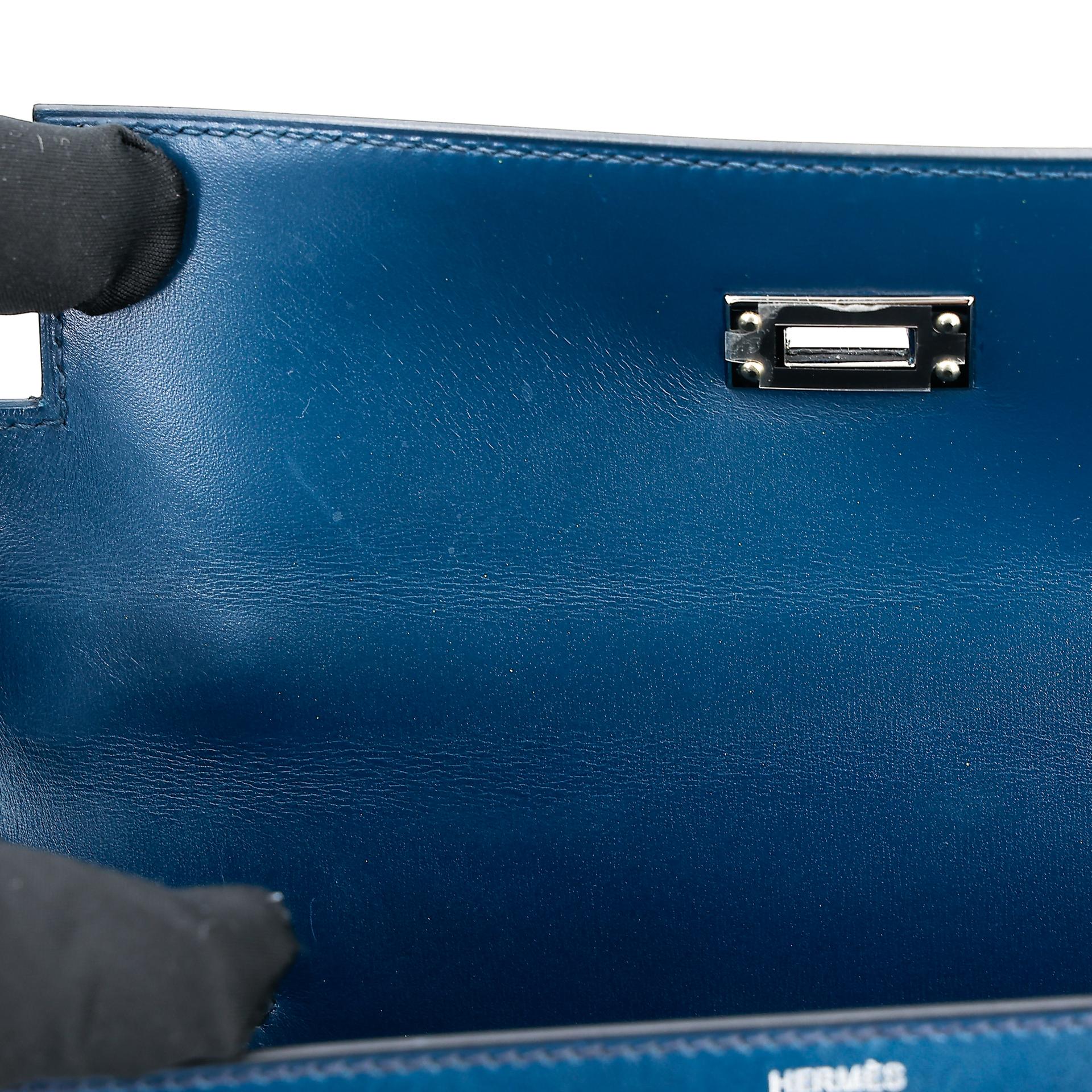 Excellent ( Rank SA ) HERMÈS Kelly 25 Sellier Bleu de Prusse (7P) Box-calf Palladium hardware U (2022) - 15