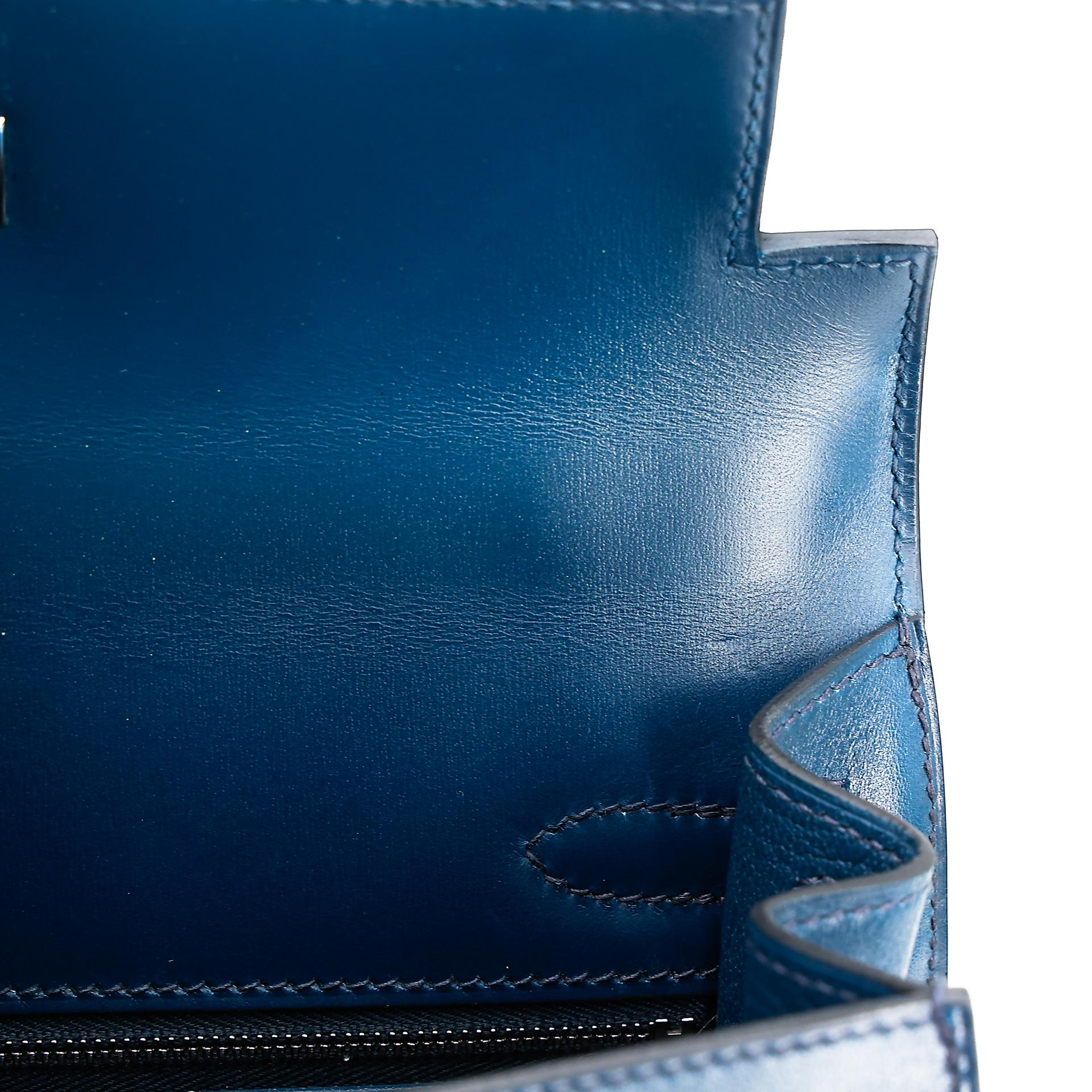 Excellent ( Rank SA ) HERMÈS Kelly 25 Sellier Bleu de Prusse (7P) Box-calf Palladium hardware U (2022) - 16
