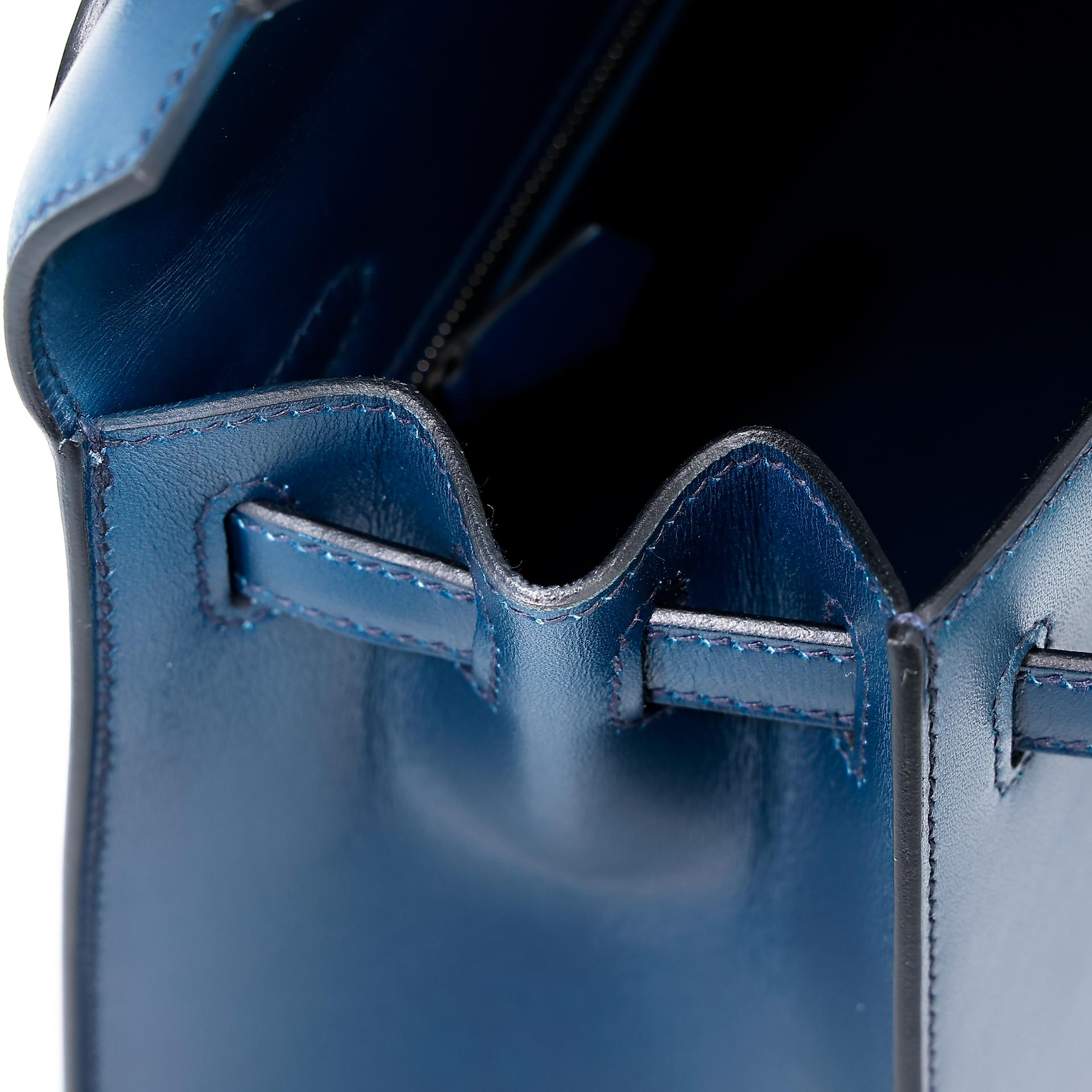 Excellent ( Rank SA ) HERMÈS Kelly 25 Sellier Bleu de Prusse (7P) Box-calf Palladium hardware U (2022) - 19