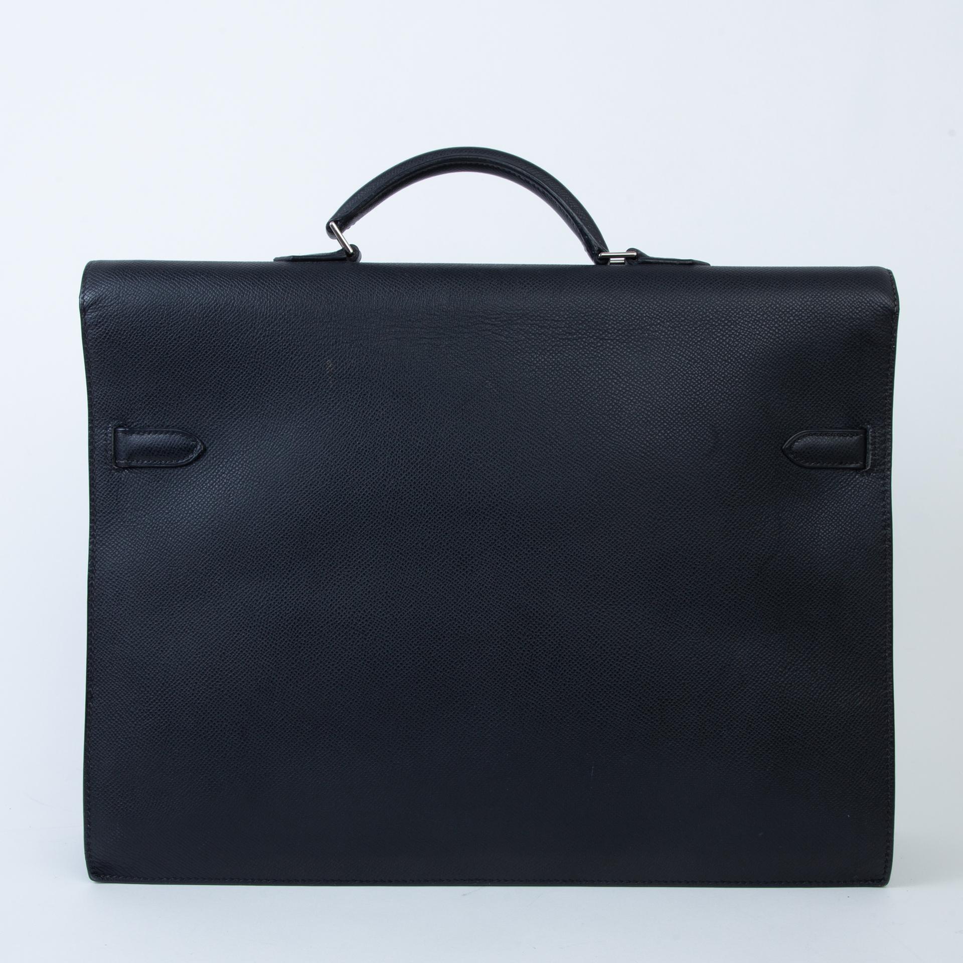 Good ( Rank AB)  HERMÈS  Kelly depeches 38 Black (89) Epsom Palladium hardware Square J (2006) - 2