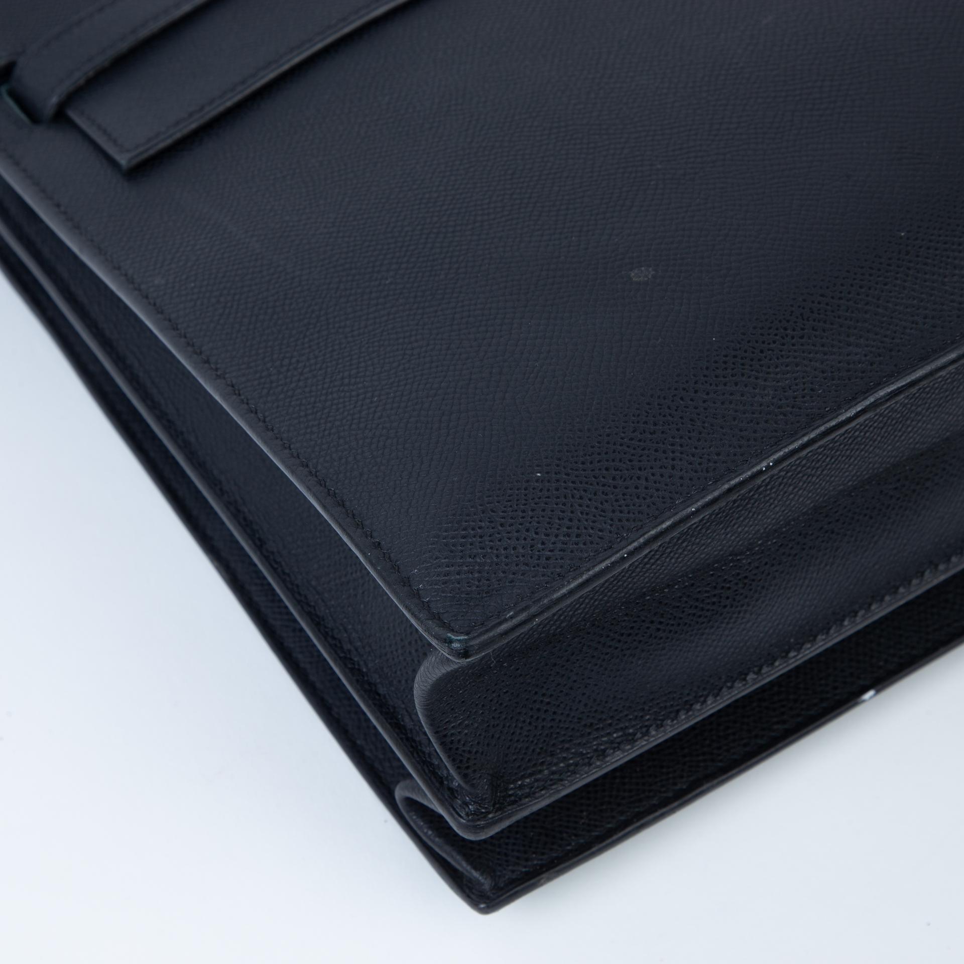 Good ( Rank AB)  HERMÈS  Kelly depeches 38 Black (89) Epsom Palladium hardware Square J (2006) - 4