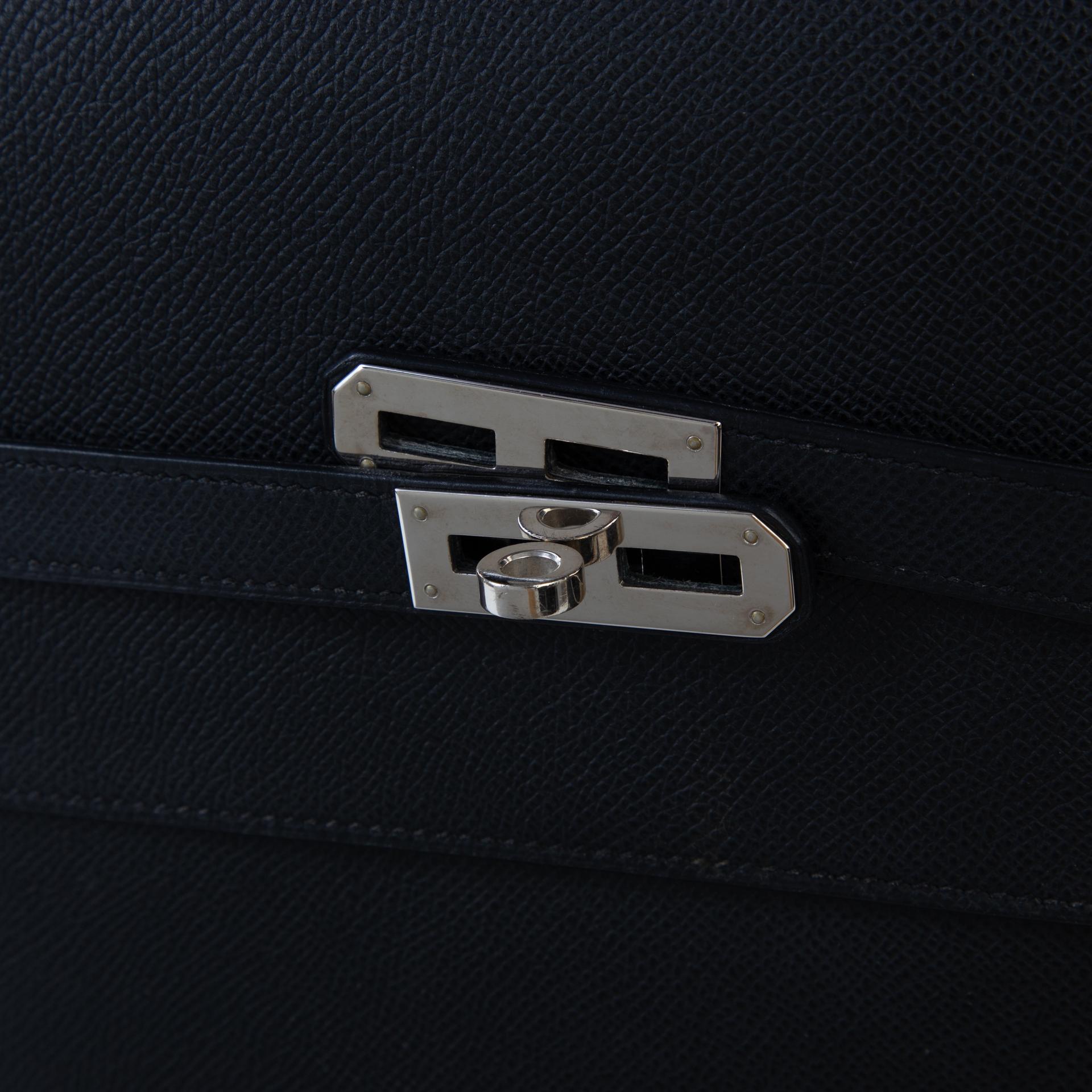 Good ( Rank AB)  HERMÈS  Kelly depeches 38 Black (89) Epsom Palladium hardware Square J (2006) - 8