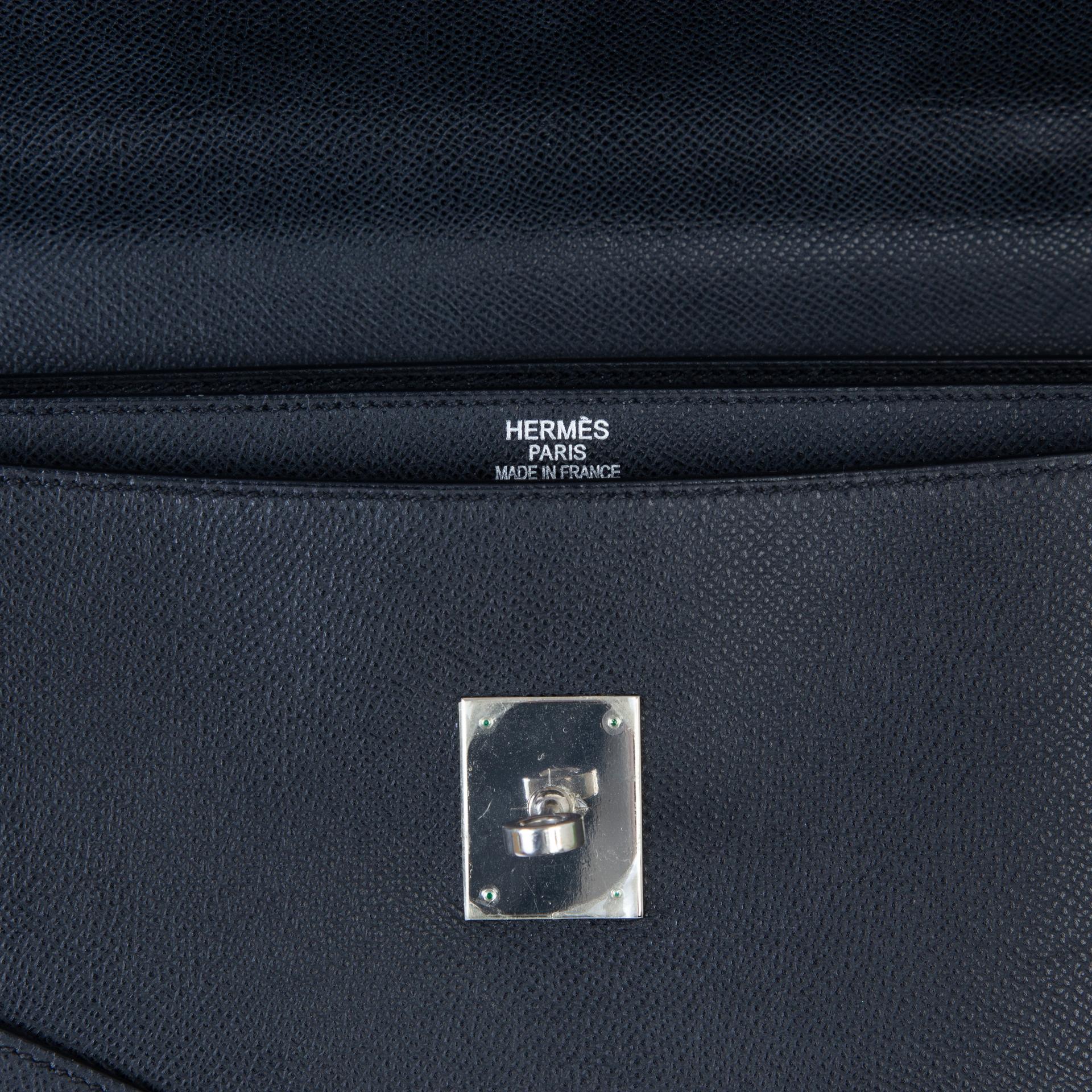 Good ( Rank AB)  HERMÈS  Kelly depeches 38 Black (89) Epsom Palladium hardware Square J (2006) - 9