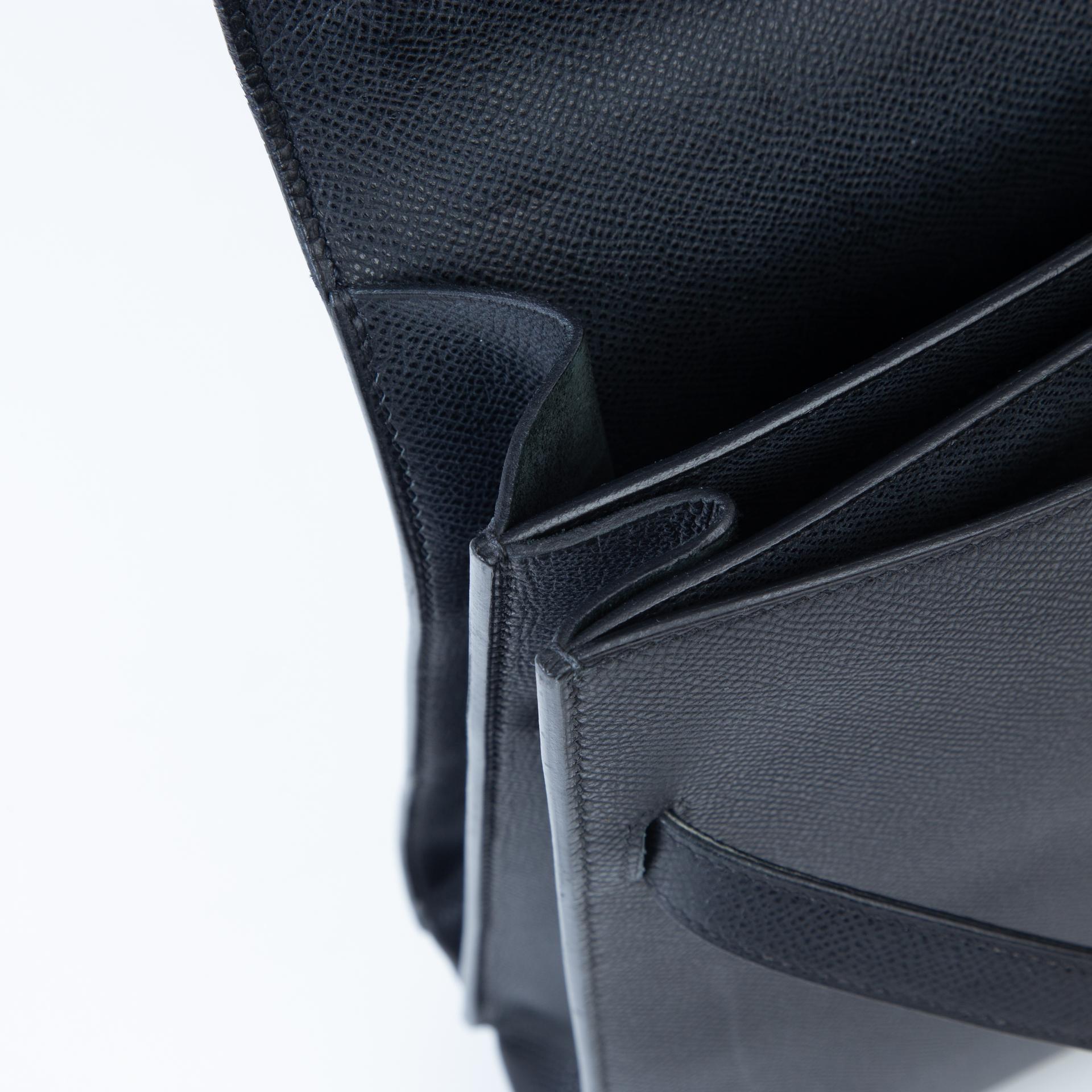 Good ( Rank AB)  HERMÈS  Kelly depeches 38 Black (89) Epsom Palladium hardware Square J (2006) - 15