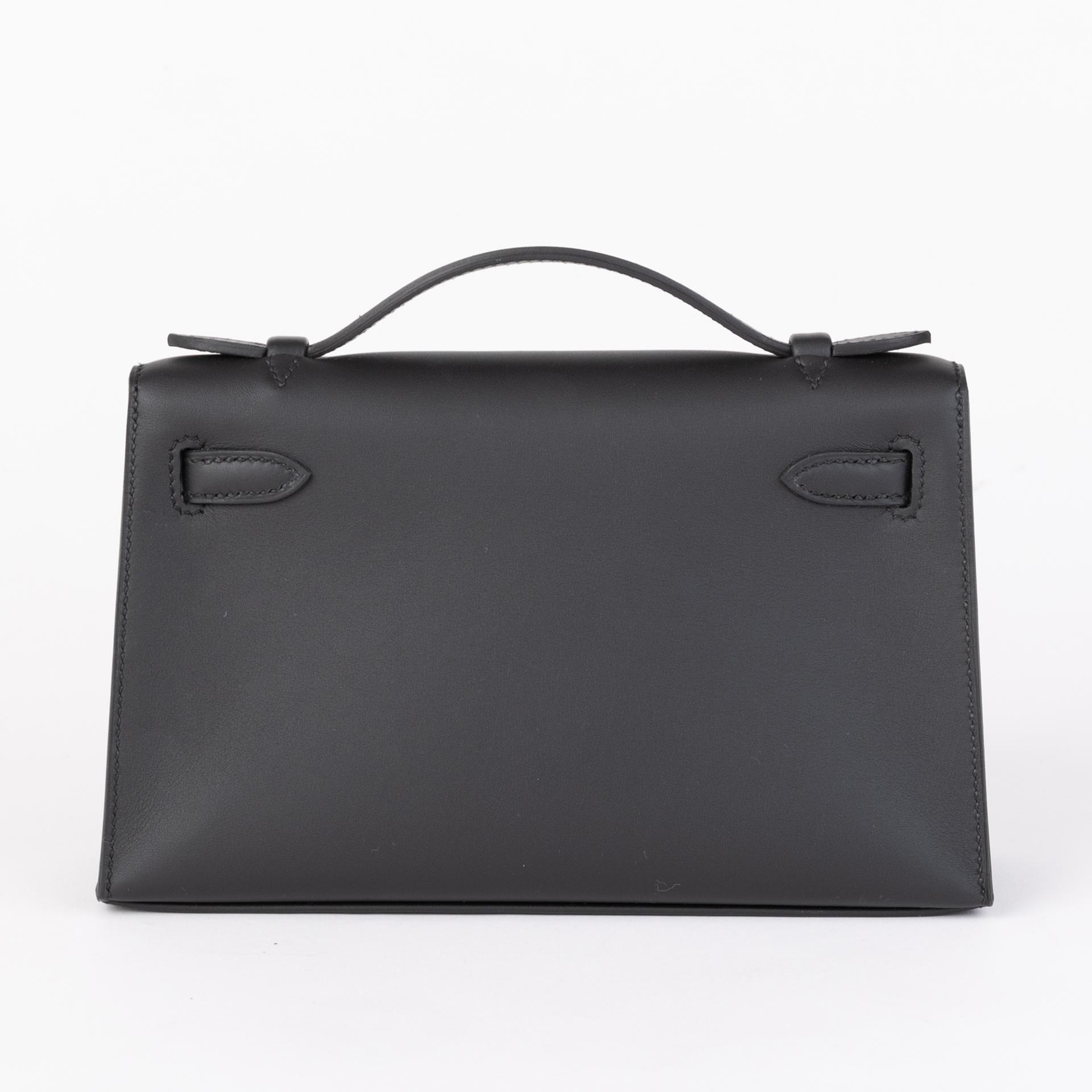 Brand New ( Rank N )  HERMÈS  Kelly Pochette Black (89) Swift Palladium hardware W (2024) - 2