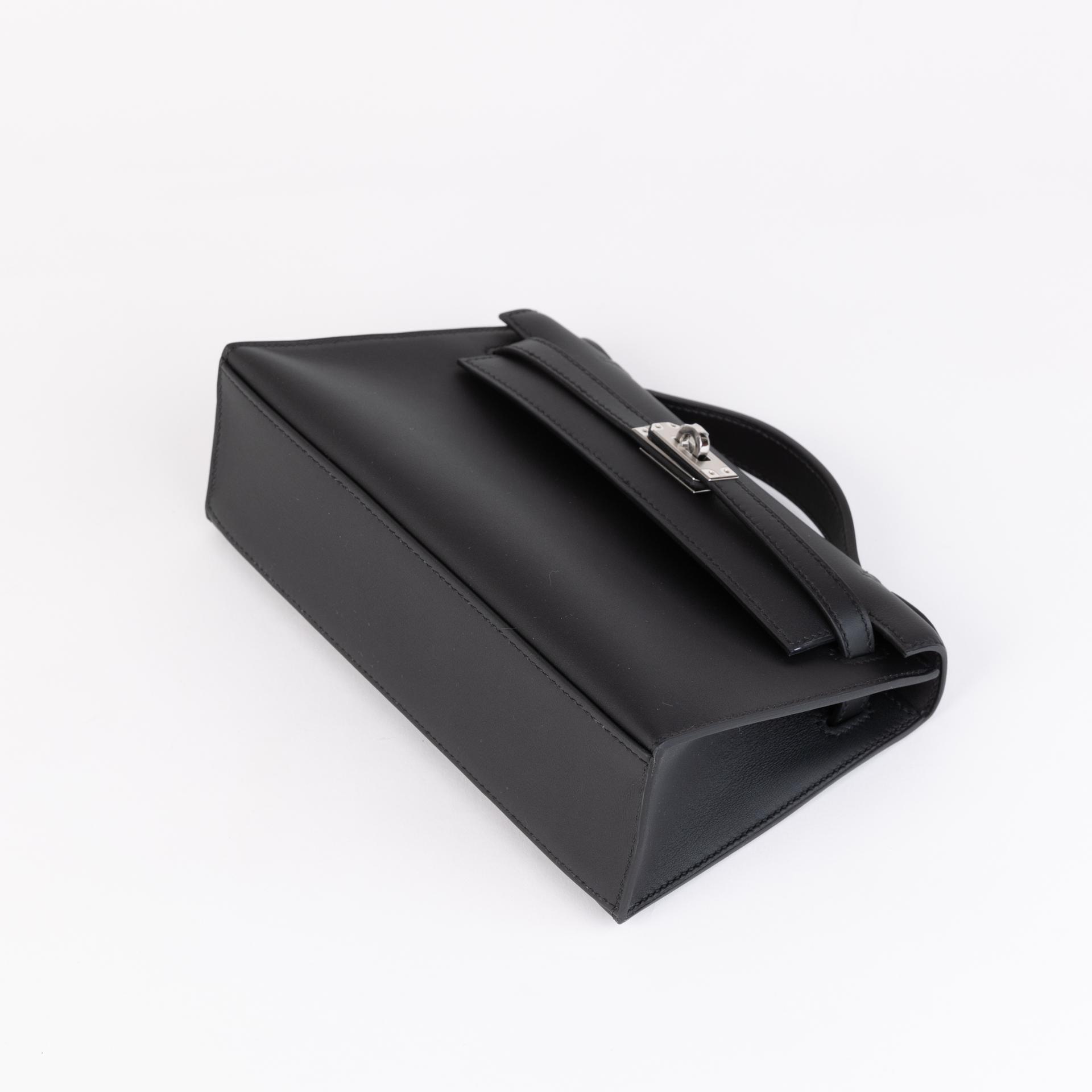 Brand New ( Rank N )  HERMÈS  Kelly Pochette Black (89) Swift Palladium hardware W (2024) - 5