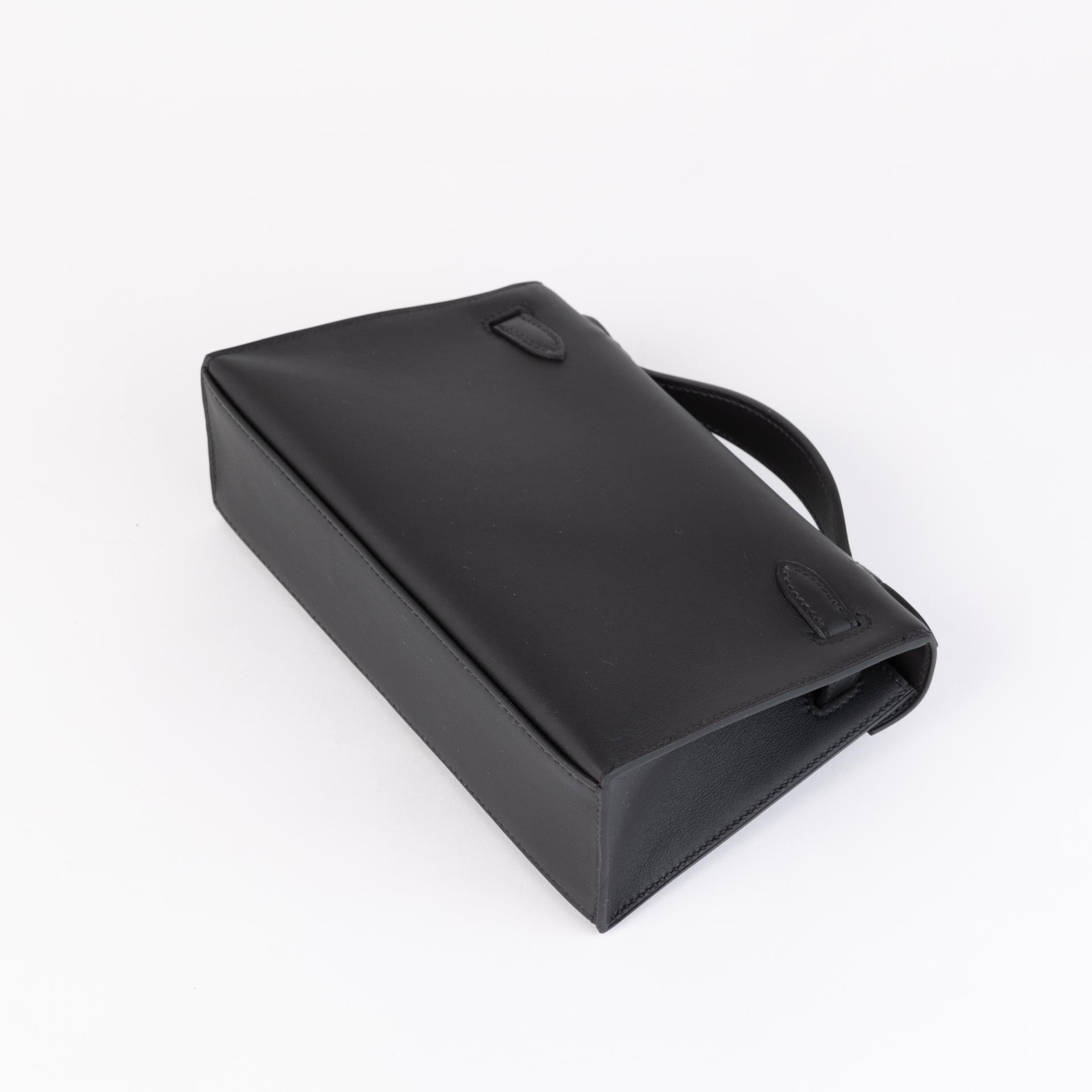 Brand New ( Rank N )  HERMÈS  Kelly Pochette Black (89) Swift Palladium hardware W (2024) - 7
