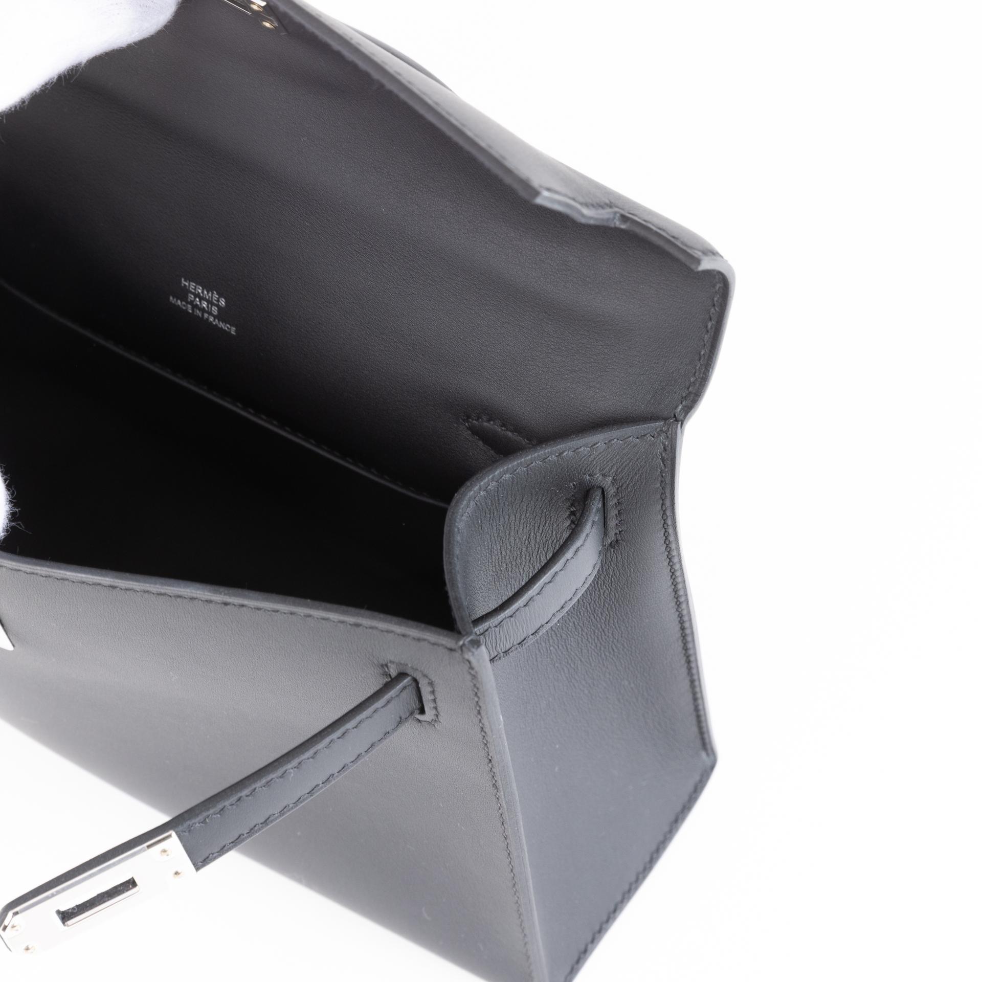 Brand New ( Rank N )  HERMÈS  Kelly Pochette Black (89) Swift Palladium hardware W (2024) - 12