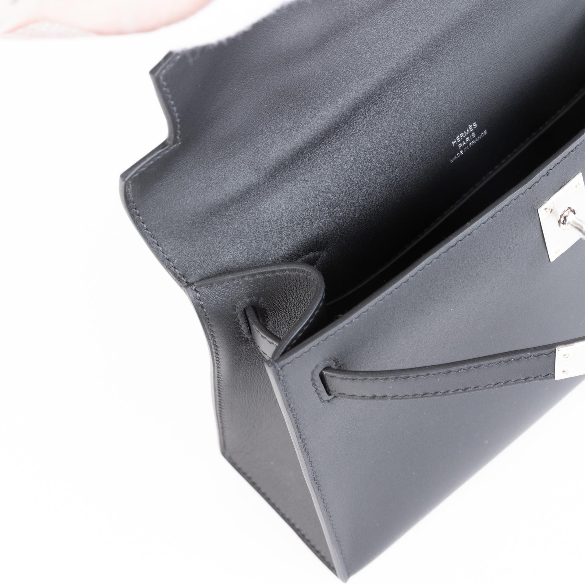 Brand New ( Rank N )  HERMÈS  Kelly Pochette Black (89) Swift Palladium hardware W (2024) - 13