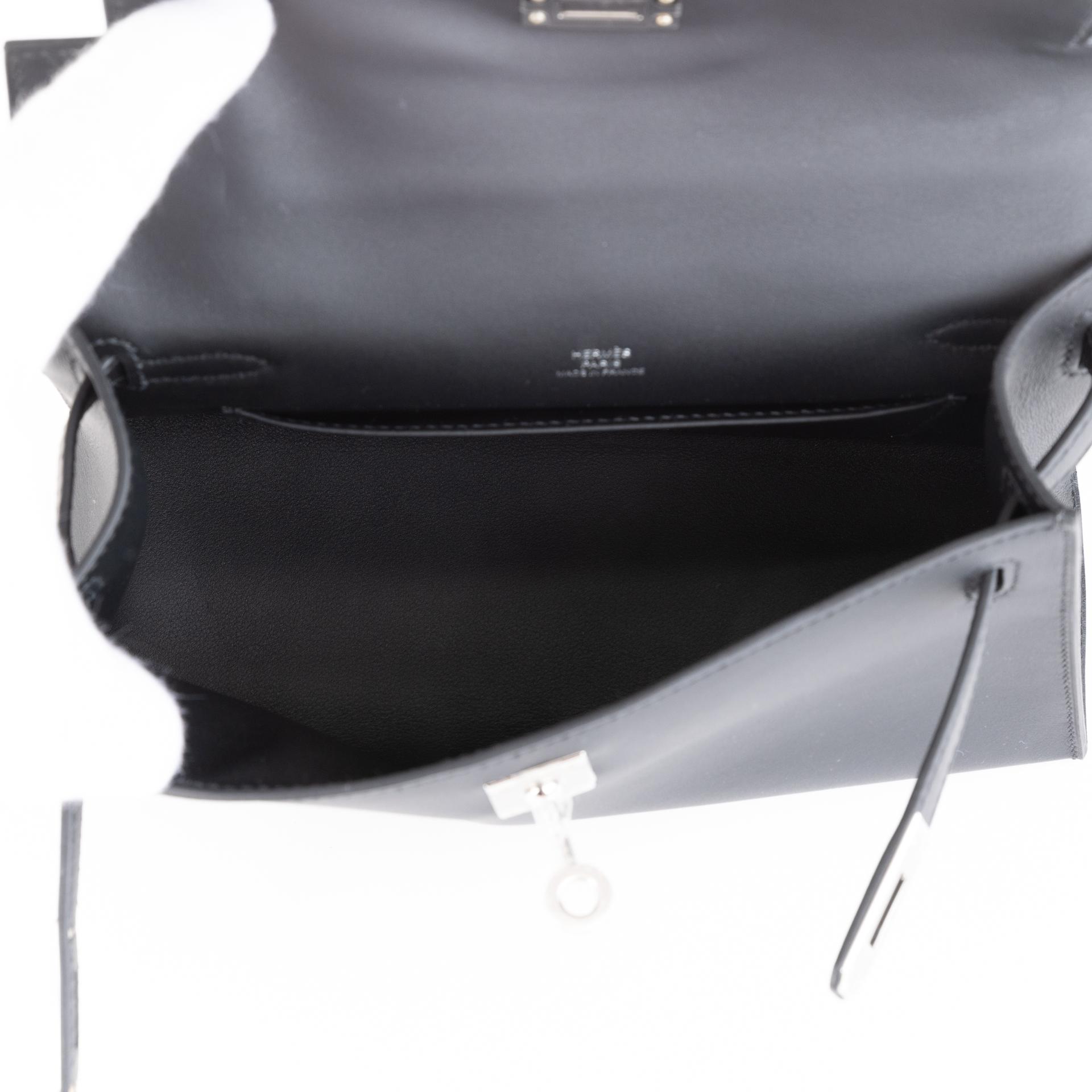 Brand New ( Rank N )  HERMÈS  Kelly Pochette Black (89) Swift Palladium hardware W (2024) - 10