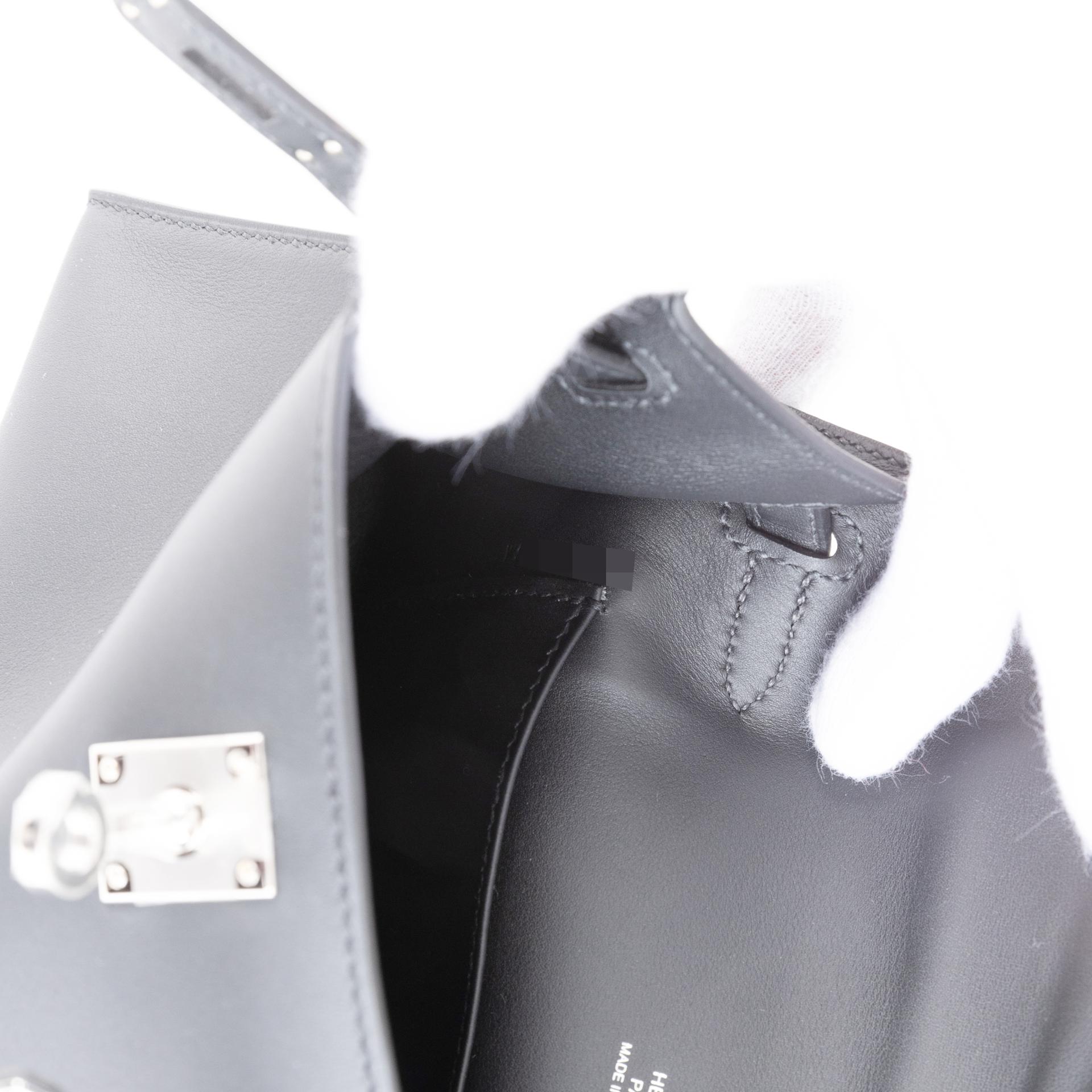 Brand New ( Rank N )  HERMÈS  Kelly Pochette Black (89) Swift Palladium hardware W (2024) - 14