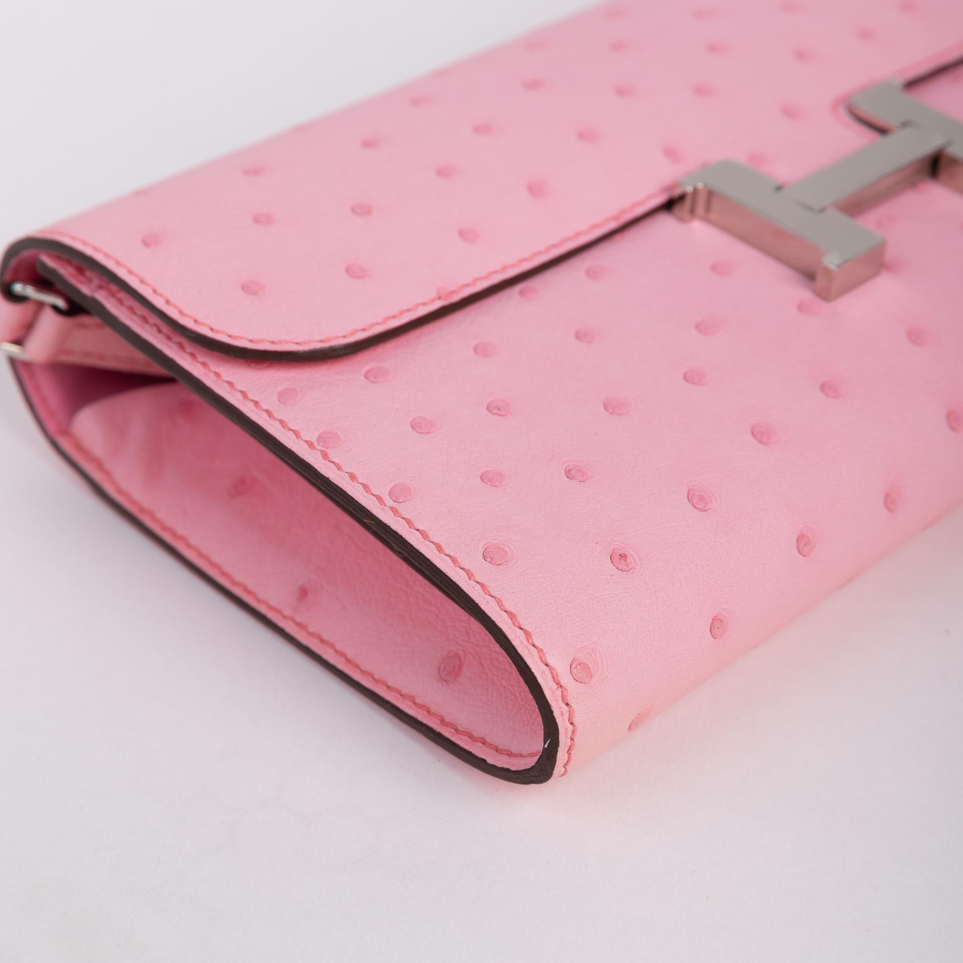 Unused ( Rank NS )  HERMÈS  Constance To Go Rose Bubblegum (L4) Ostrich Palladium hardware U (2022) - 4