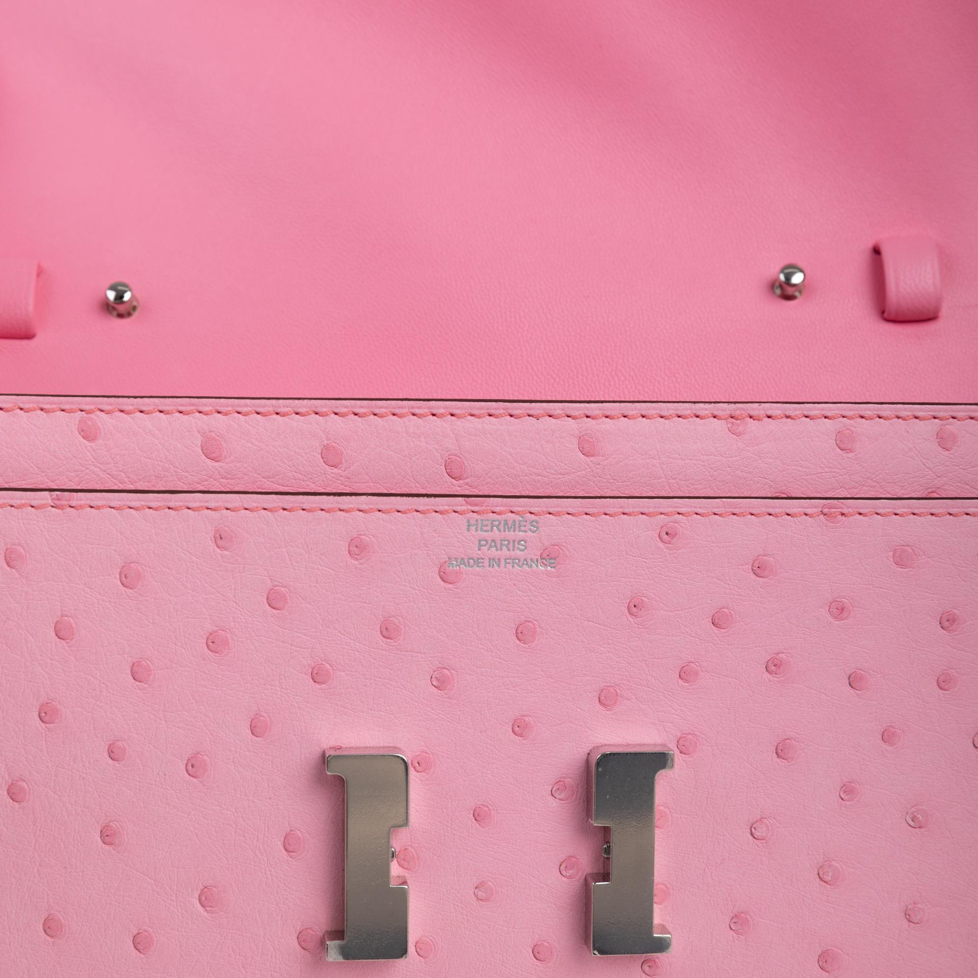 Unused ( Rank NS )  HERMÈS  Constance To Go Rose Bubblegum (L4) Ostrich Palladium hardware U (2022) - 10