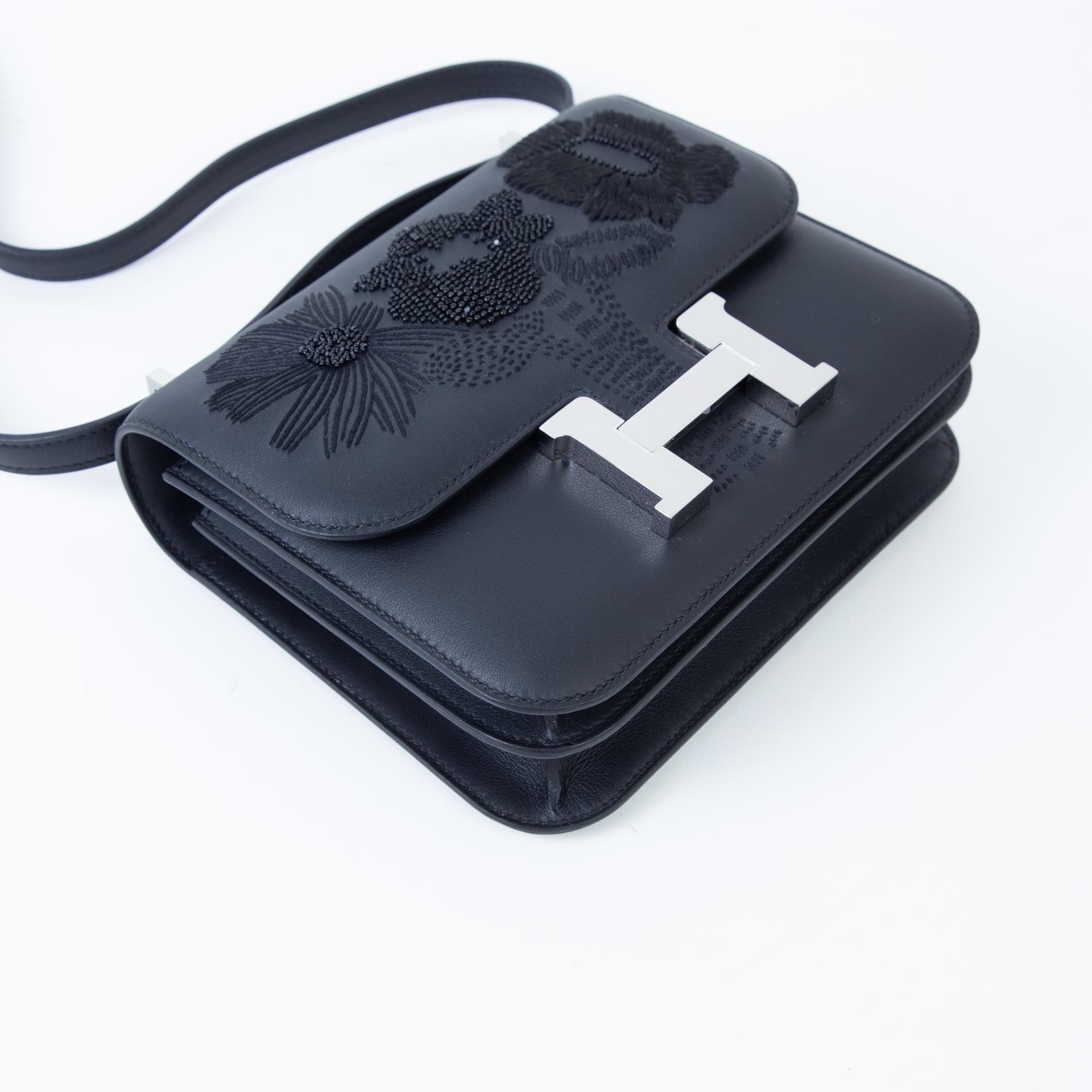Brand New ( Rank N )  HERMÈS  Constance Mini Black (89) Swift Palladium hardware W (2024) - 4