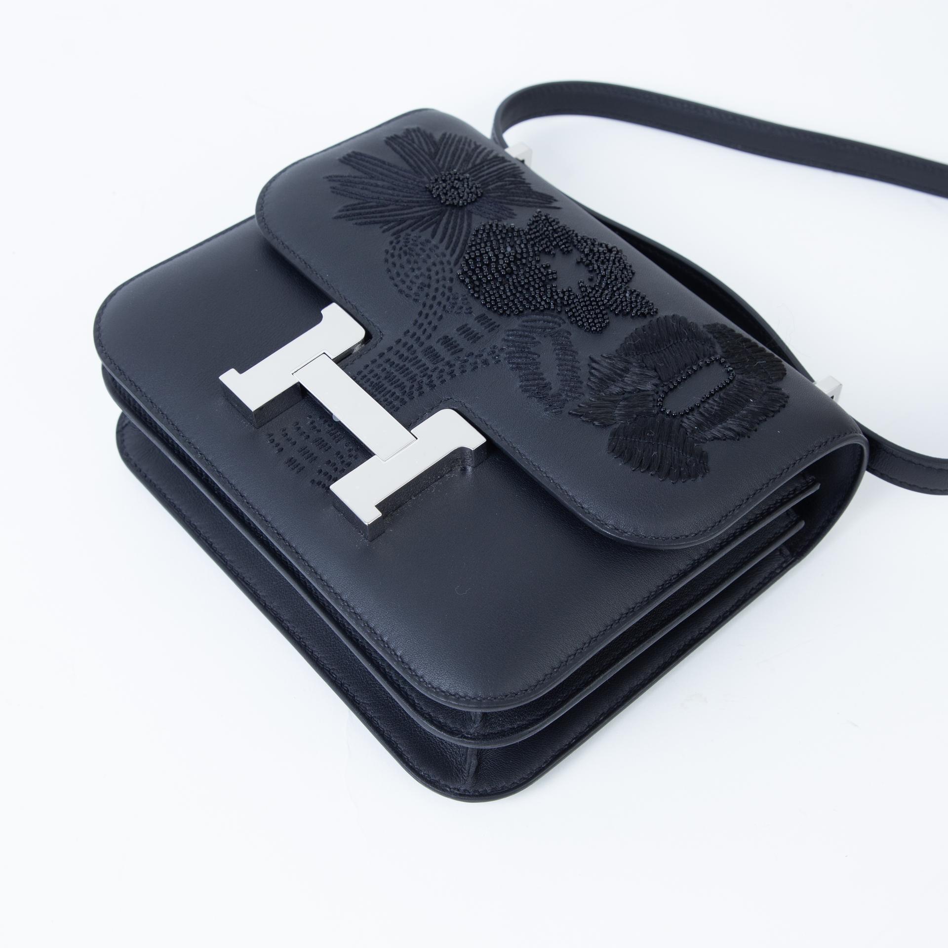 Brand New ( Rank N )  HERMÈS  Constance Mini Black (89) Swift Palladium hardware W (2024) - 5