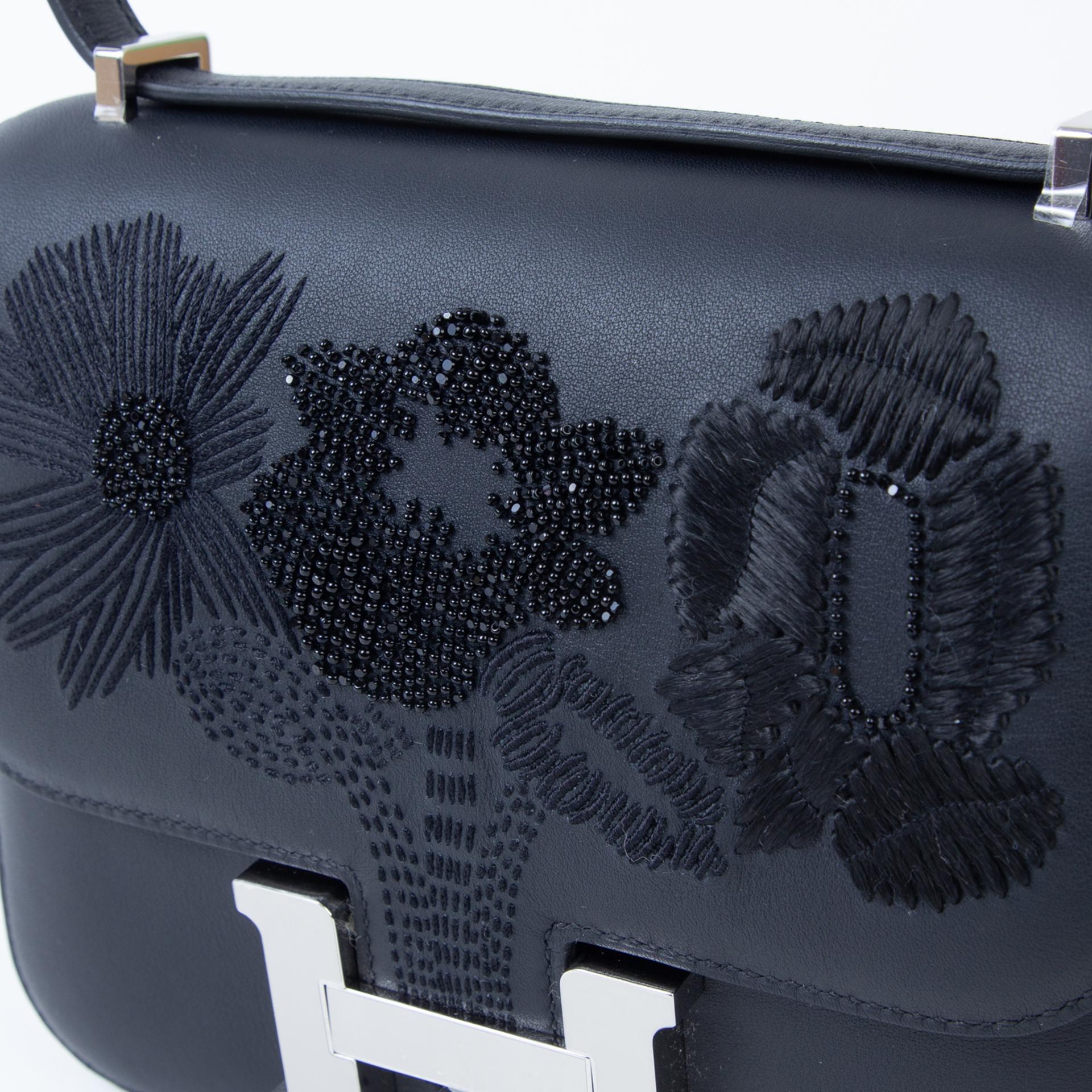 Brand New ( Rank N )  HERMÈS  Constance Mini Black (89) Swift Palladium hardware W (2024) - 8